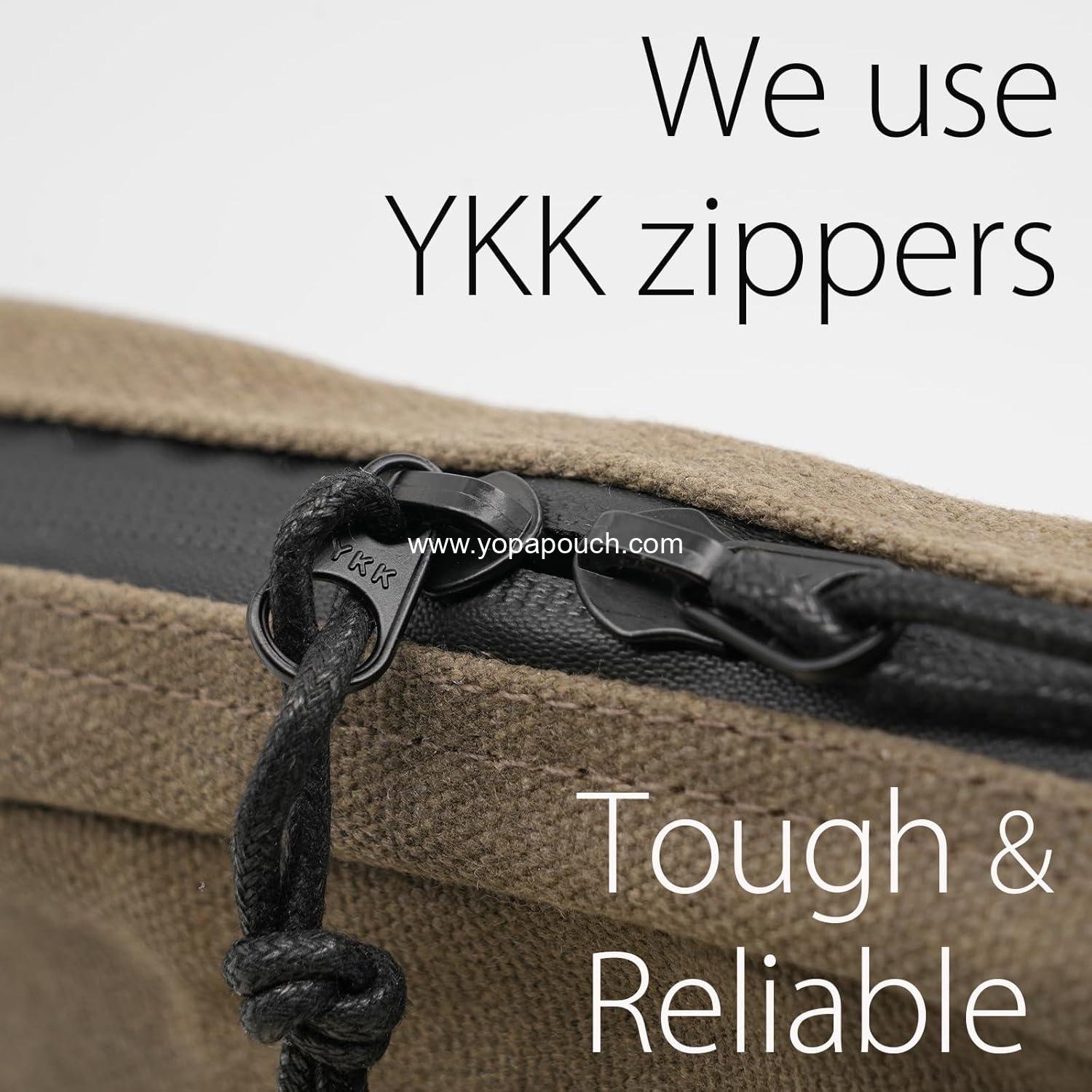 OEM Water-Resistant Belt Pouch for Men and Women with YKK Zippers, EDC Waist Pack for Hiking, Waxed Canvas, Olive - Supplier