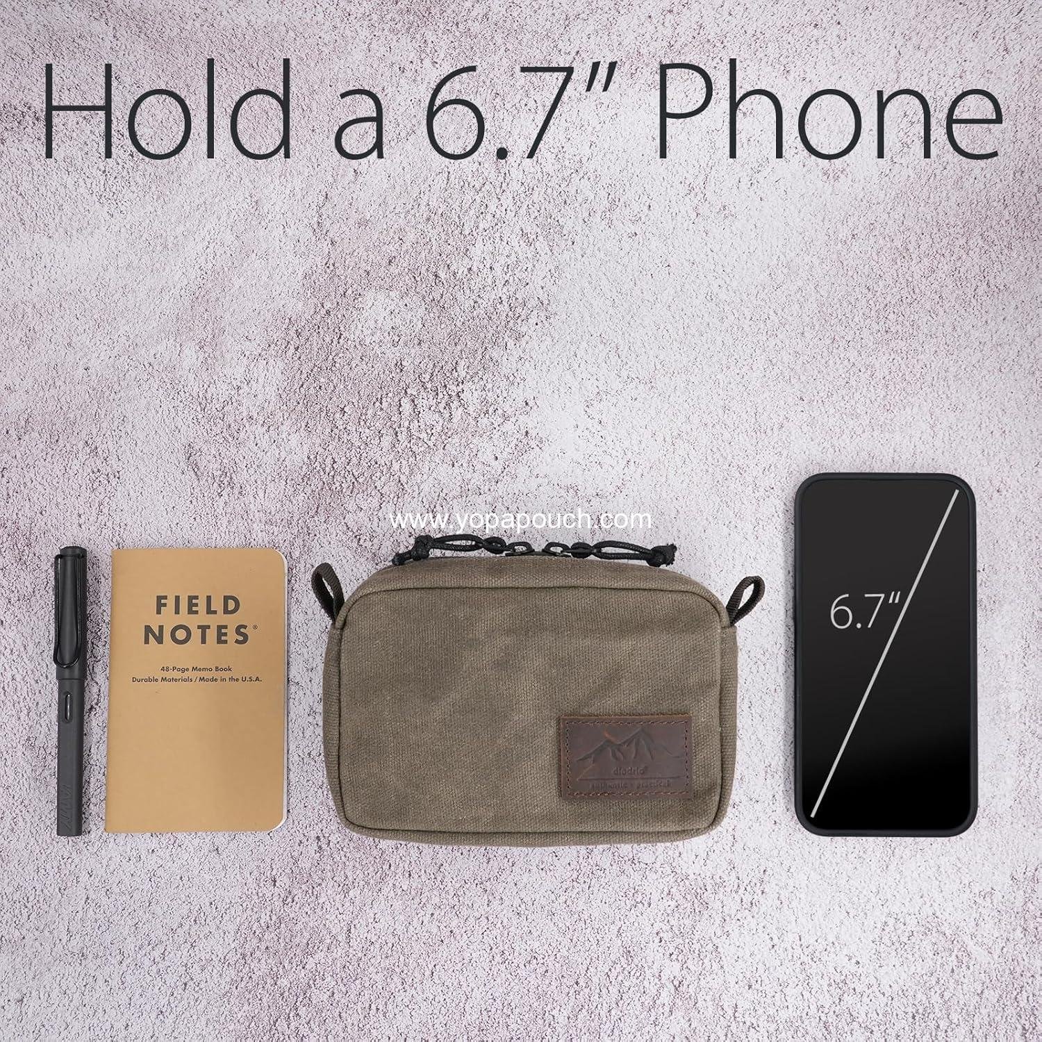 OEM Water-Resistant Belt Pouch for Men and Women with YKK Zippers, EDC Waist Pack for Hiking, Waxed Canvas, Olive - Supplier