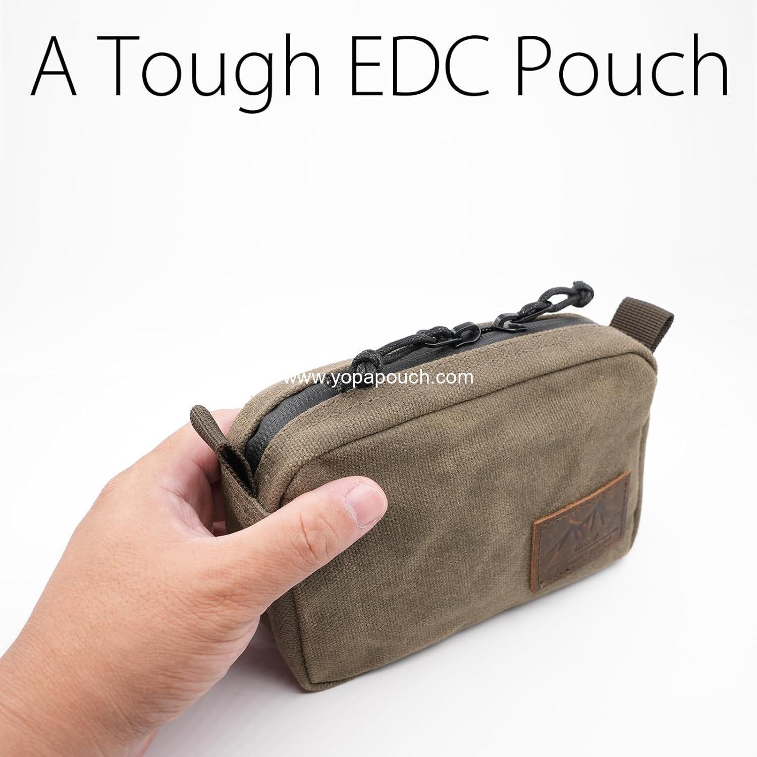 OEM Water-Resistant Belt Pouch for Men and Women with YKK Zippers, EDC Waist Pack for Hiking, Waxed Canvas, Olive - Supplier