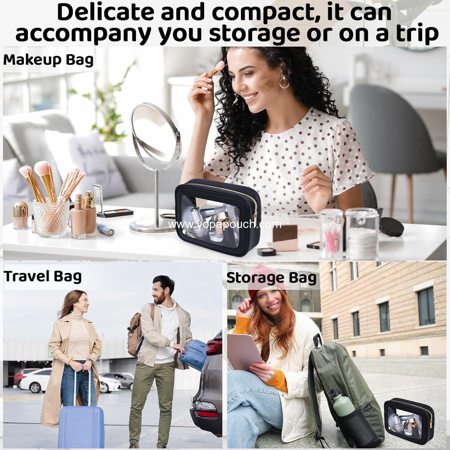 Wholesale 8 Packs TSA Approved Clear Toiletry Bags - Waterproof Quart Size Makeup Pouch with Zipper for Travel - Cosmetic Bags for Men and Women - Supplier