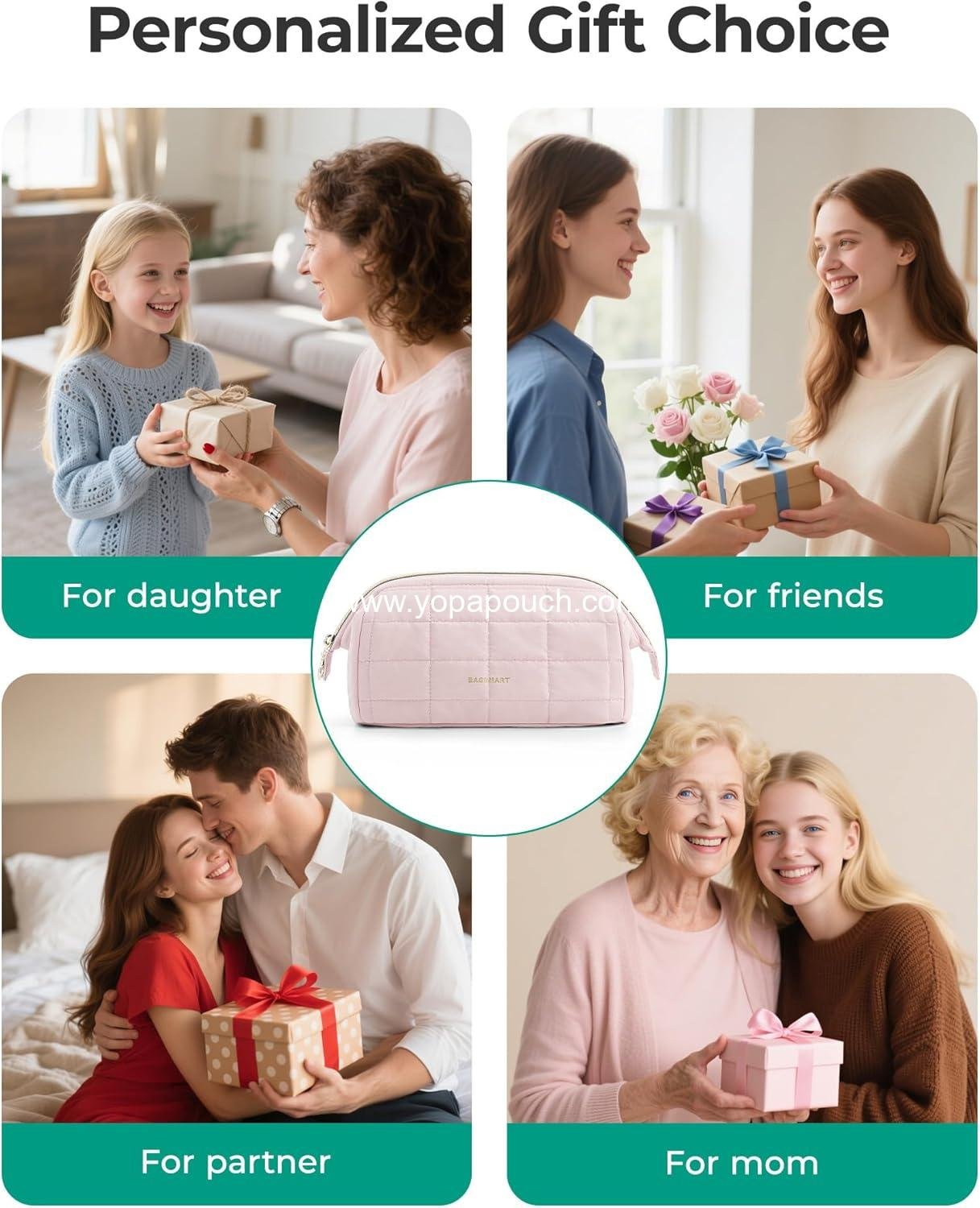 Wholesale Puffy Padded Makeup Bag Travel Toiletry Organizer for Women, Wide-Open Pouch for Travel Essentials, Pink, Factory