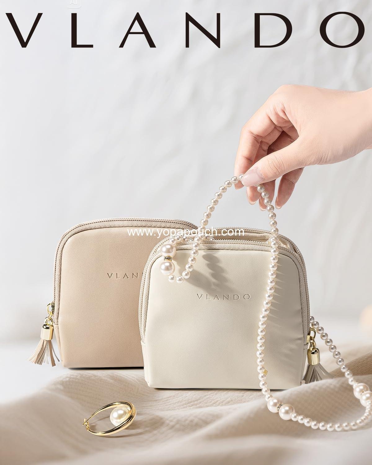 Wholesale Velvet Travel Jewelry Case, Small Zipper Pouch for Women, Jewelry Organizer for Bracelets, Rings, Earrings - Cream White, Supplier