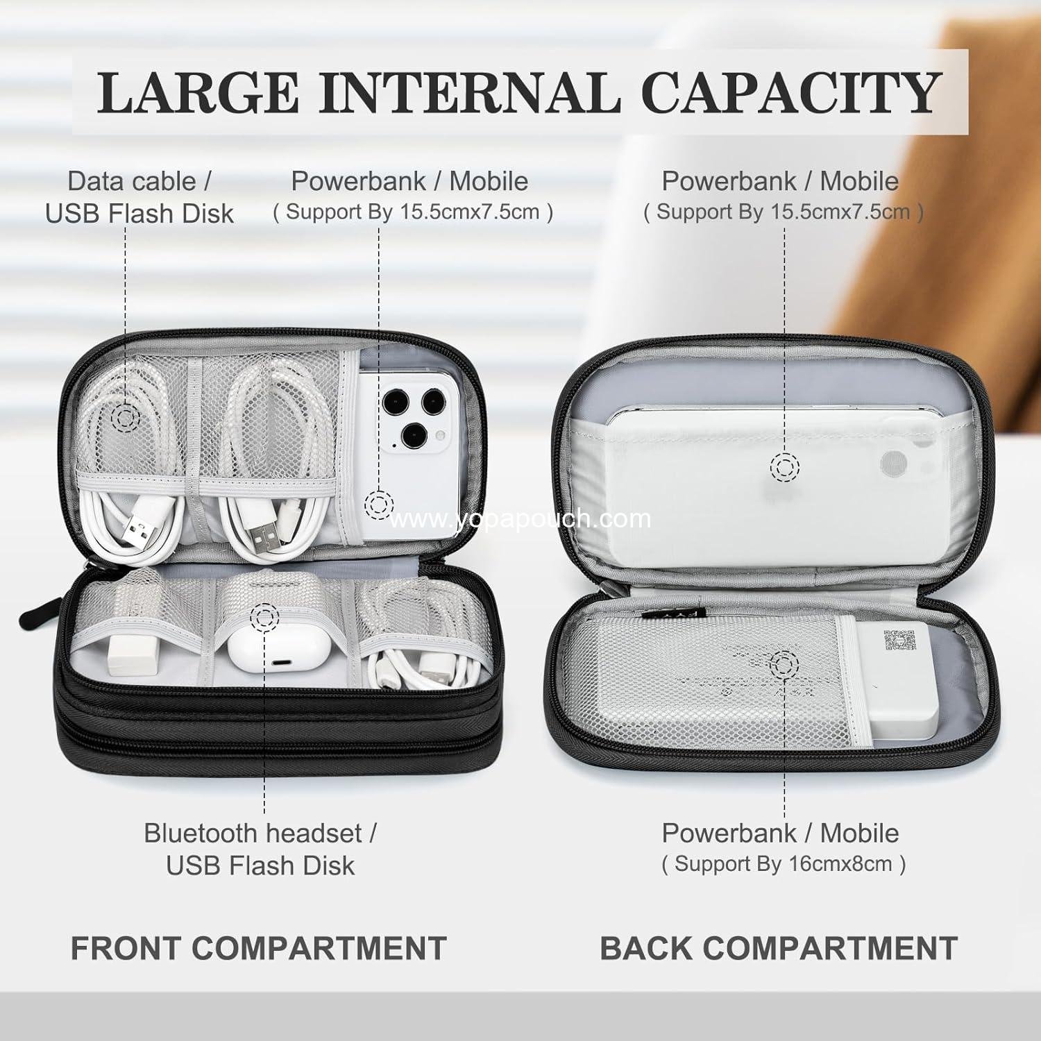 Wholesale Travel Cable Organizer Pouch for Electronic Accessories, Portable Waterproof Double-Layer Storage Bag for Cord, Charger, Phone, Earphones - Black Manufacturer Wholesale Travel Cable Organizer Pouch for Electronic Accessories, Portable Waterproof Double-Layer Storage Bag for Cord, Charger, Phone, Earphones - Black Manufacturer