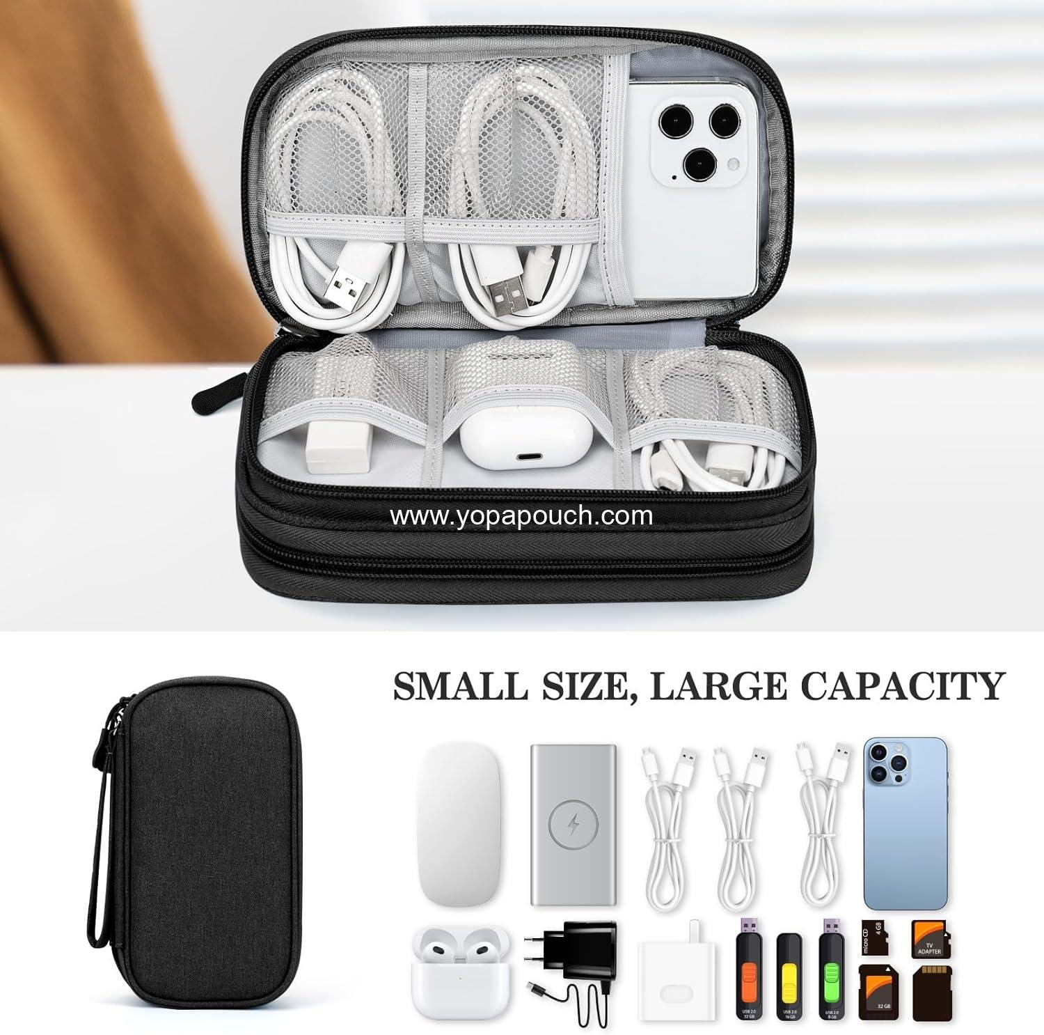 Wholesale Travel Cable Organizer Pouch for Electronic Accessories, Portable Waterproof Double-Layer Storage Bag for Cord, Charger, Phone, Earphones - Black Manufacturer Wholesale Travel Cable Organizer Pouch for Electronic Accessories, Portable Waterproof Double-Layer Storage Bag for Cord, Charger, Phone, Earphones - Black Manufacturer