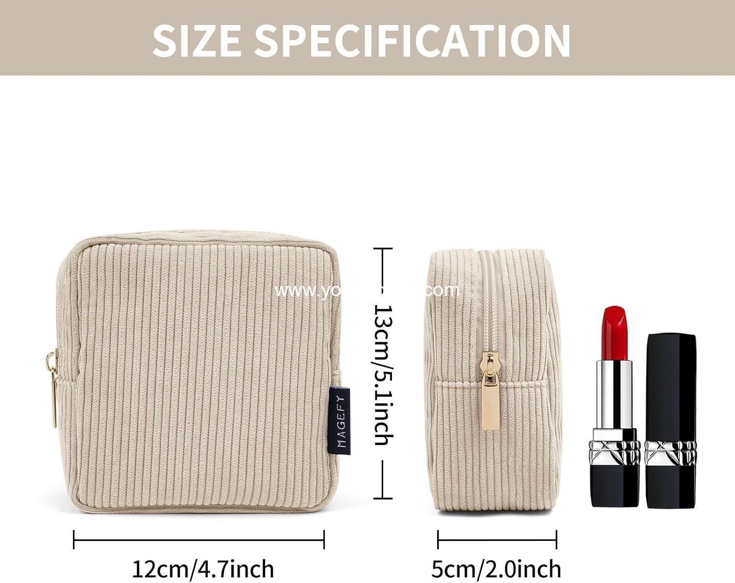 Wholesale Mini Cosmetics Bag - Cute Corduroy Makeup Pouch for Women with Slip-in Pockets - Factory