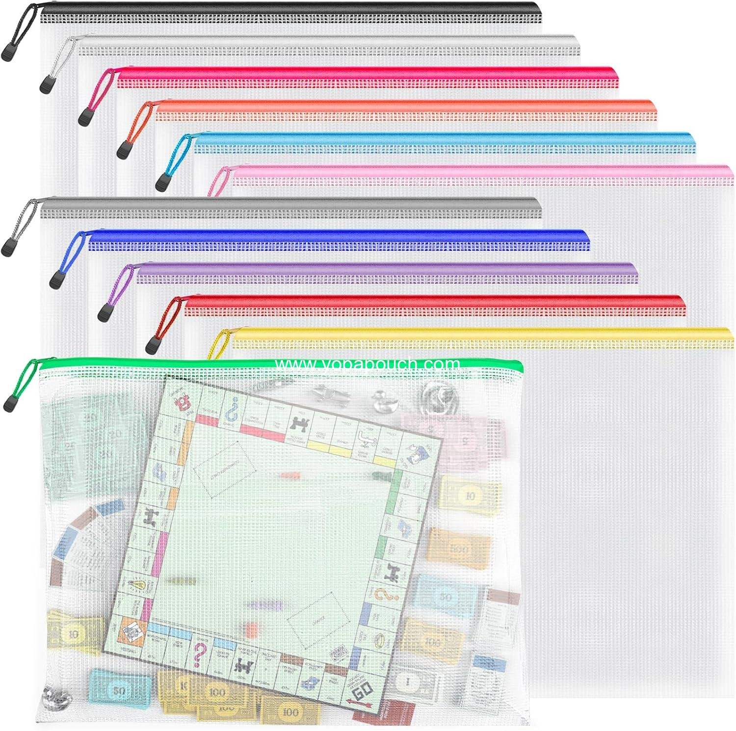 Umriox Zipper Pouch, 16.9x12.4 in (12 Colors, 12 Packs), Extra Large Zipper Bags, Waterproof Bags for Office Supplies, Puzzles, Board Game Storage & Cross Stitch Projects