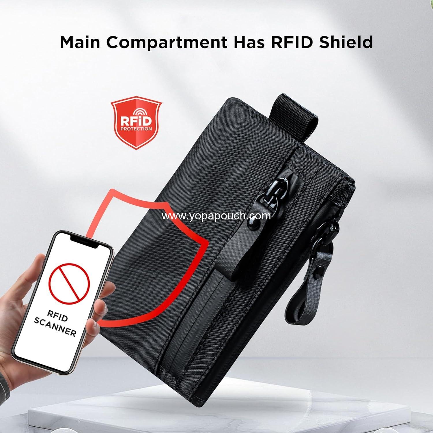 OEM Zip Pouch Black X-Pac RFID-Blocking Small Cash and Card Wallet, Weatherproof Fabrics, YKK Zipper, EDC Pouch for Men Travel, Supplier