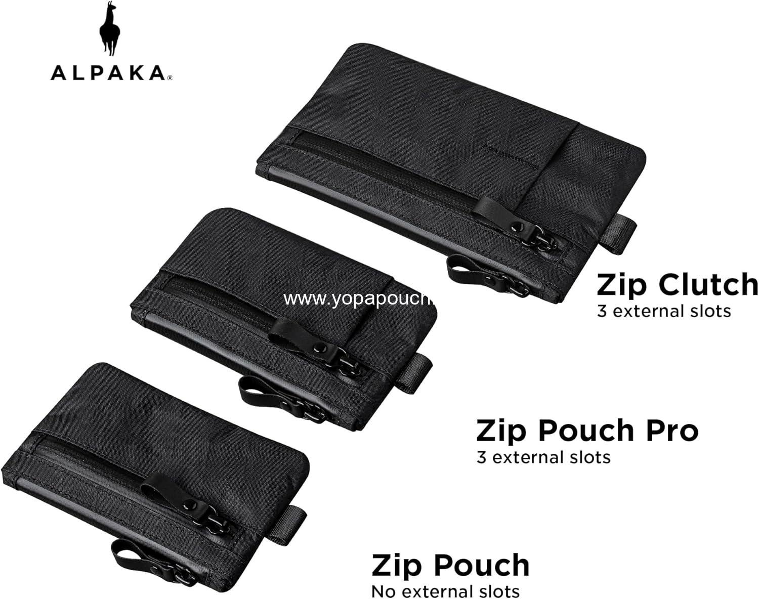 OEM Zip Pouch Black X-Pac RFID-Blocking Small Cash and Card Wallet, Weatherproof Fabrics, YKK Zipper, EDC Pouch for Men Travel, Supplier