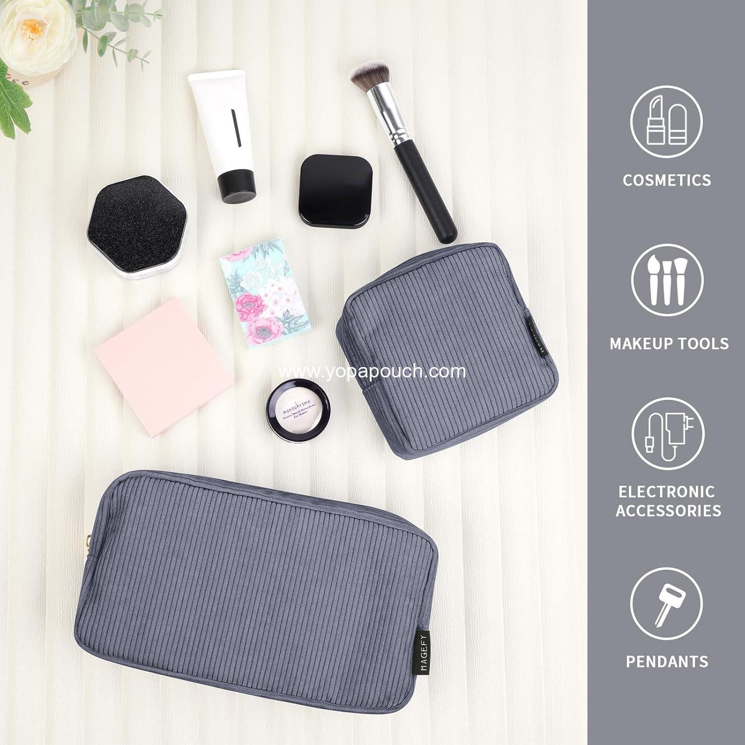 Wholesale Mini Cosmetics Bag - Cute Corduroy Makeup Pouch for Women with Slip-in Pockets, 5x7 inches, Supplier