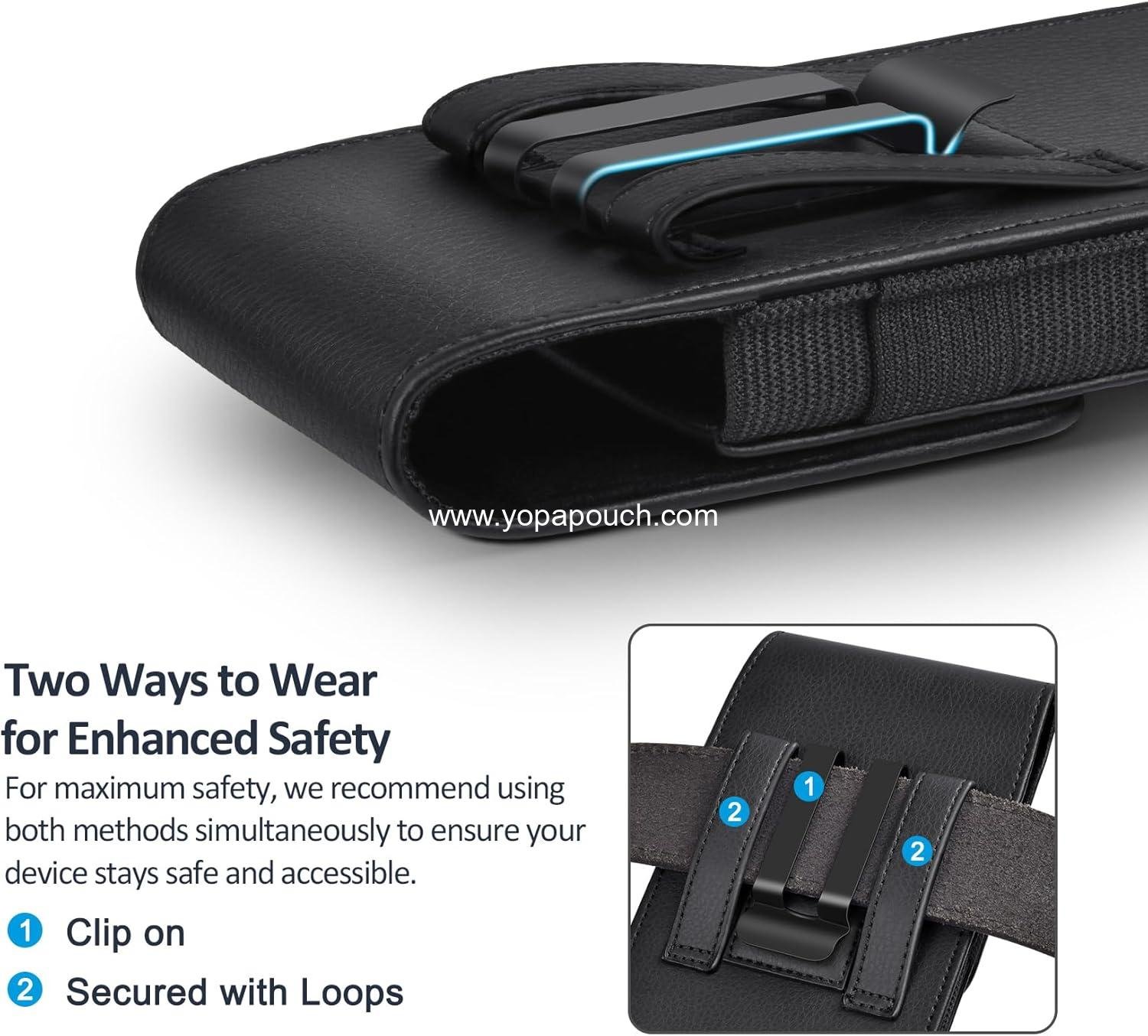 Wholesale Leather Phone Holster with Strong Metal Belt Clip and Magnetic Closure Compatible with iPhone 16/15/14/13/12 Pro Max and Galaxy S25/S24/S23/S22 Plus & FE, L-Black Supplier Wholesale Leather Phone Holster with Strong Metal Belt Clip and Magnetic Closure Compatible with iPhone 16/15/14/13/12 Pro Max and Galaxy S25/S24/S23/S22 Plus & FE, L-Black Supplier