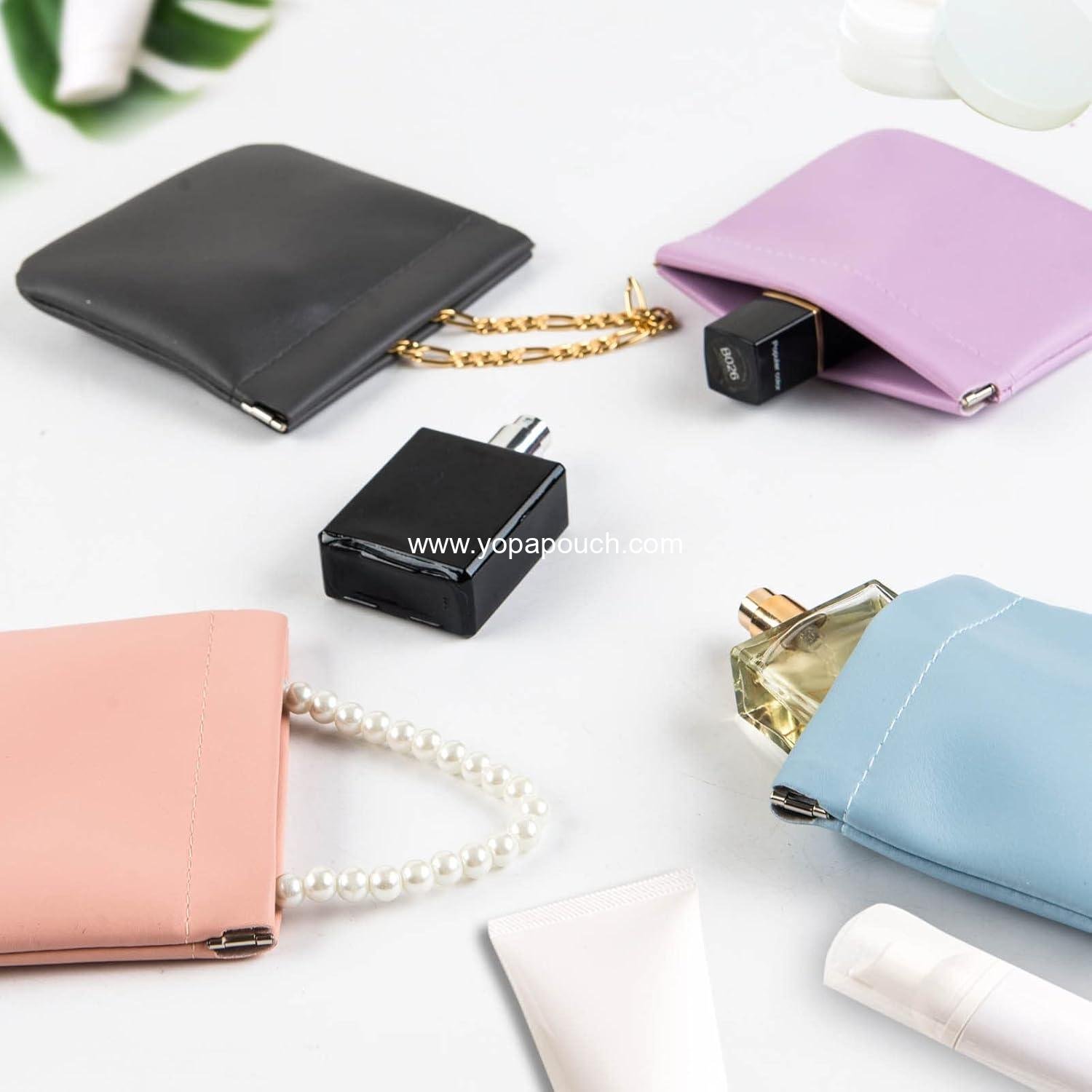 Wholesale 4pcs Lambskin Pocket Cosmetic Bag Waterproof Portable No Zipper Self-Closing Mini Makeup Pouch for Women Travel Storage for Cosmetics Headphones Jewelry Supplier