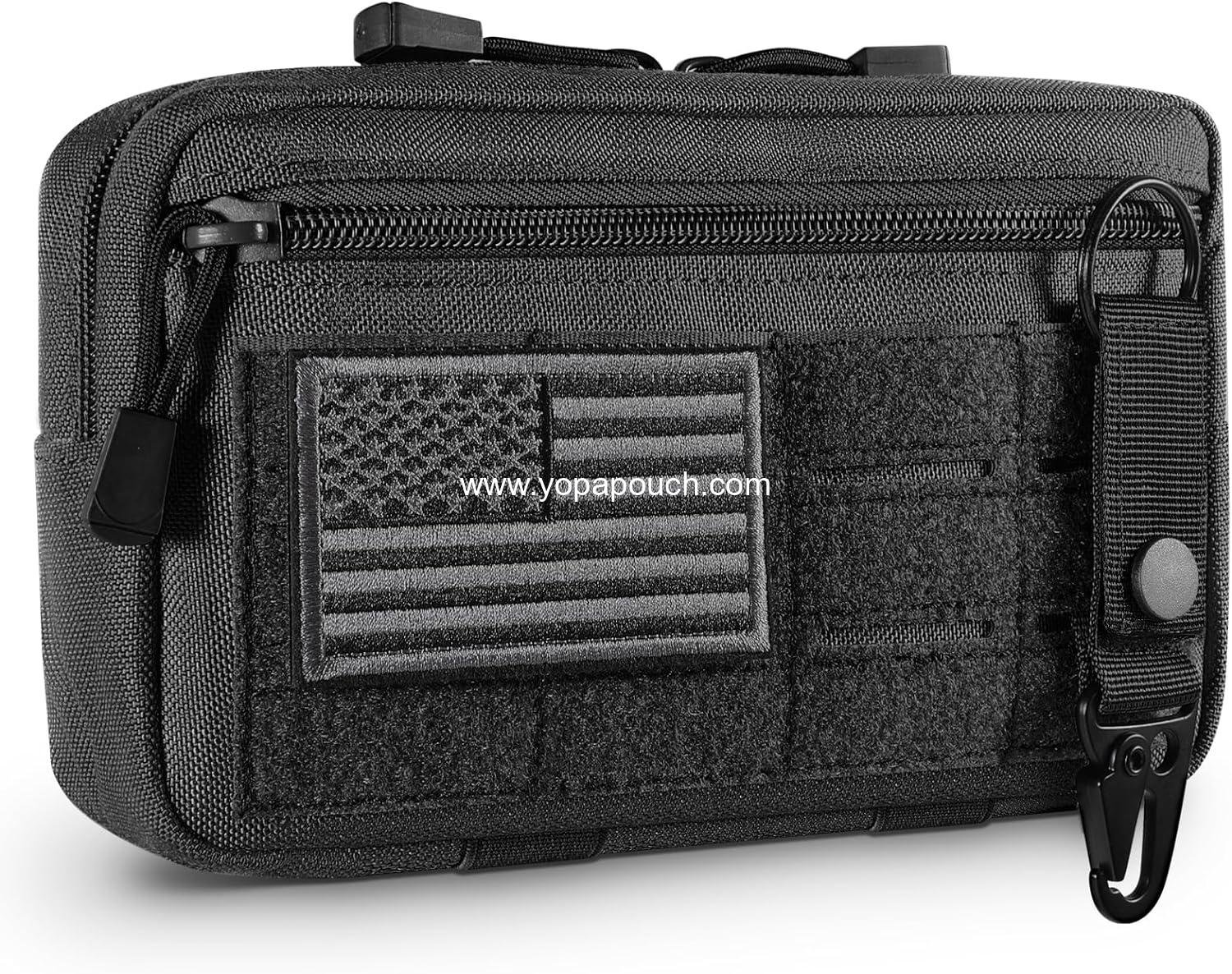 Wholesale Tactical Molle Admin Pouch Utility Laser Cut EDC Tool Bag Horizontal Modular Pouches with US Flag Patch and Keychain - Supplier
