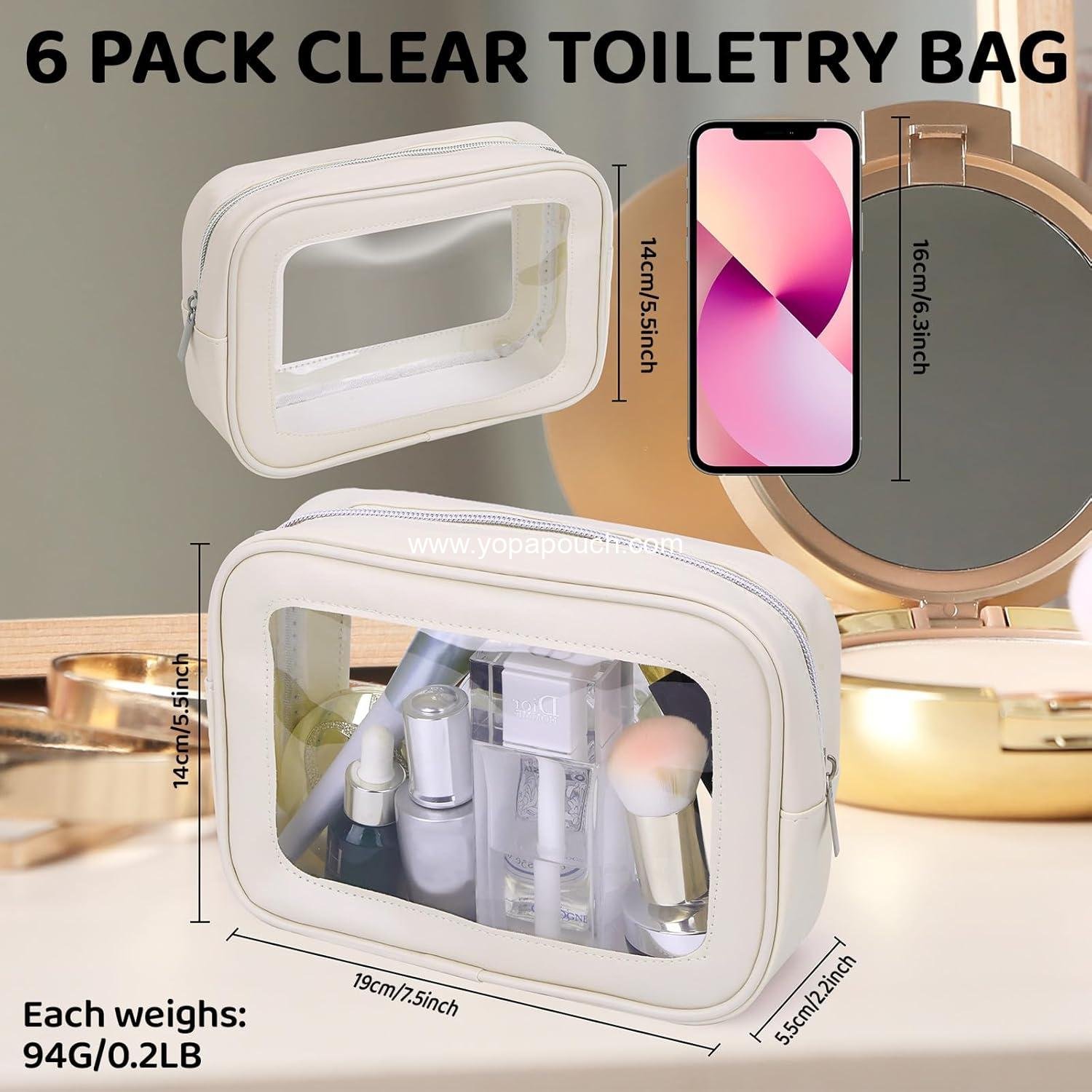 Wholesale 8 Packs TSA Approved Clear Toiletry Bags, Waterproof Quart Size Cosmetic Pouches with Zipper for Travel, Airline Compliant Makeup Bags for Men and Women - Supplier