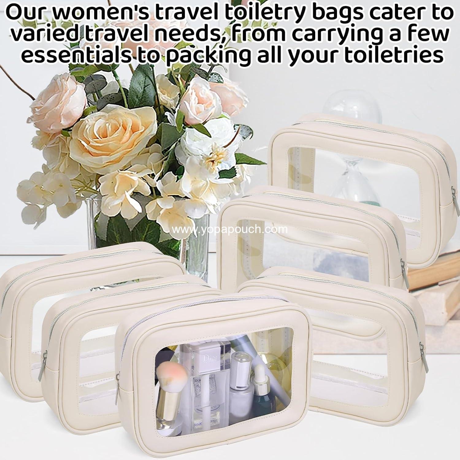 Wholesale 8 Packs TSA Approved Clear Toiletry Bags, Waterproof Quart Size Cosmetic Pouches with Zipper for Travel, Airline Compliant Makeup Bags for Men and Women - Supplier