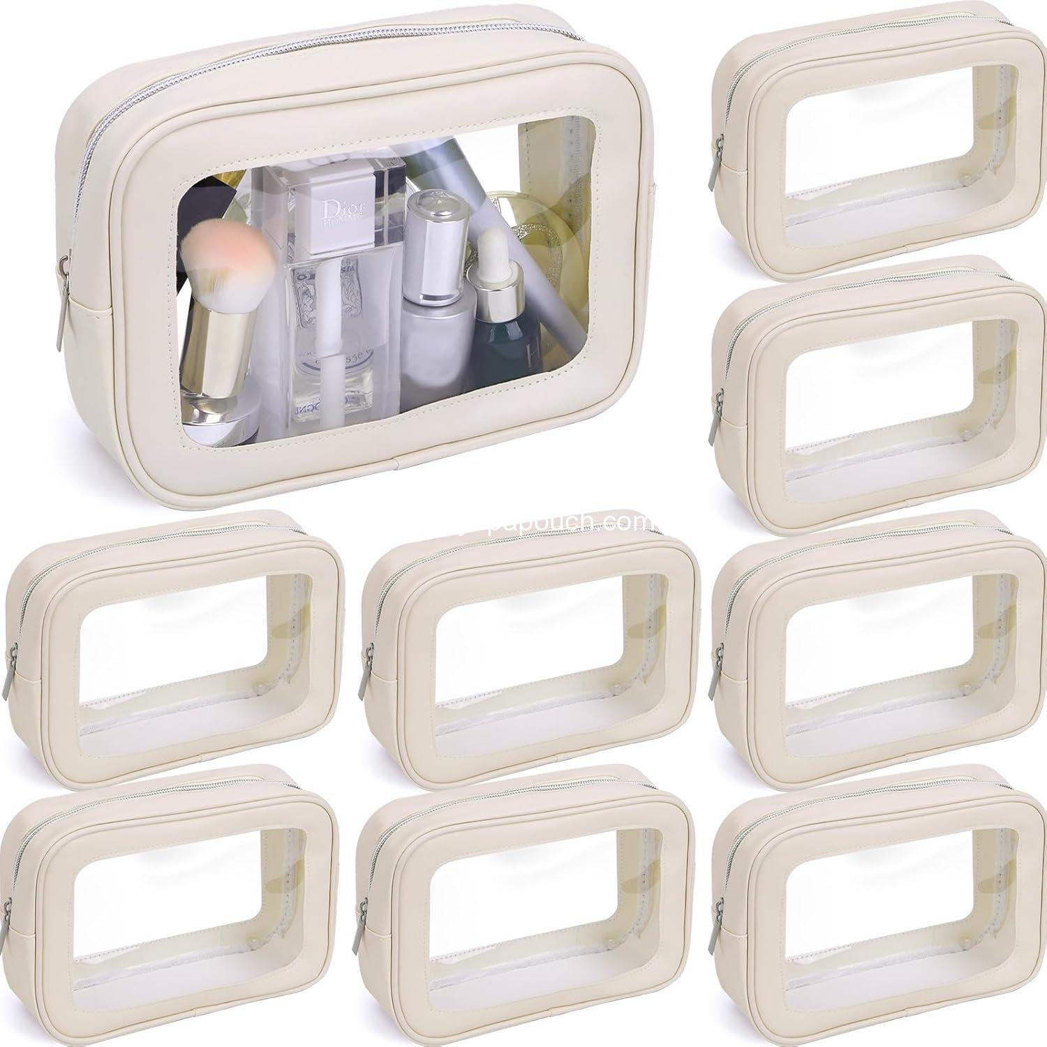 8 Packs TSA Approved Toiletry Bags Clear Toiletry Bags for Travel PVC Makeup Pouch Waterproof Quart Size Clear Cosmetic Bag with Zipper for Airport Airline Compliant Bag Women Men Travel Bathroom