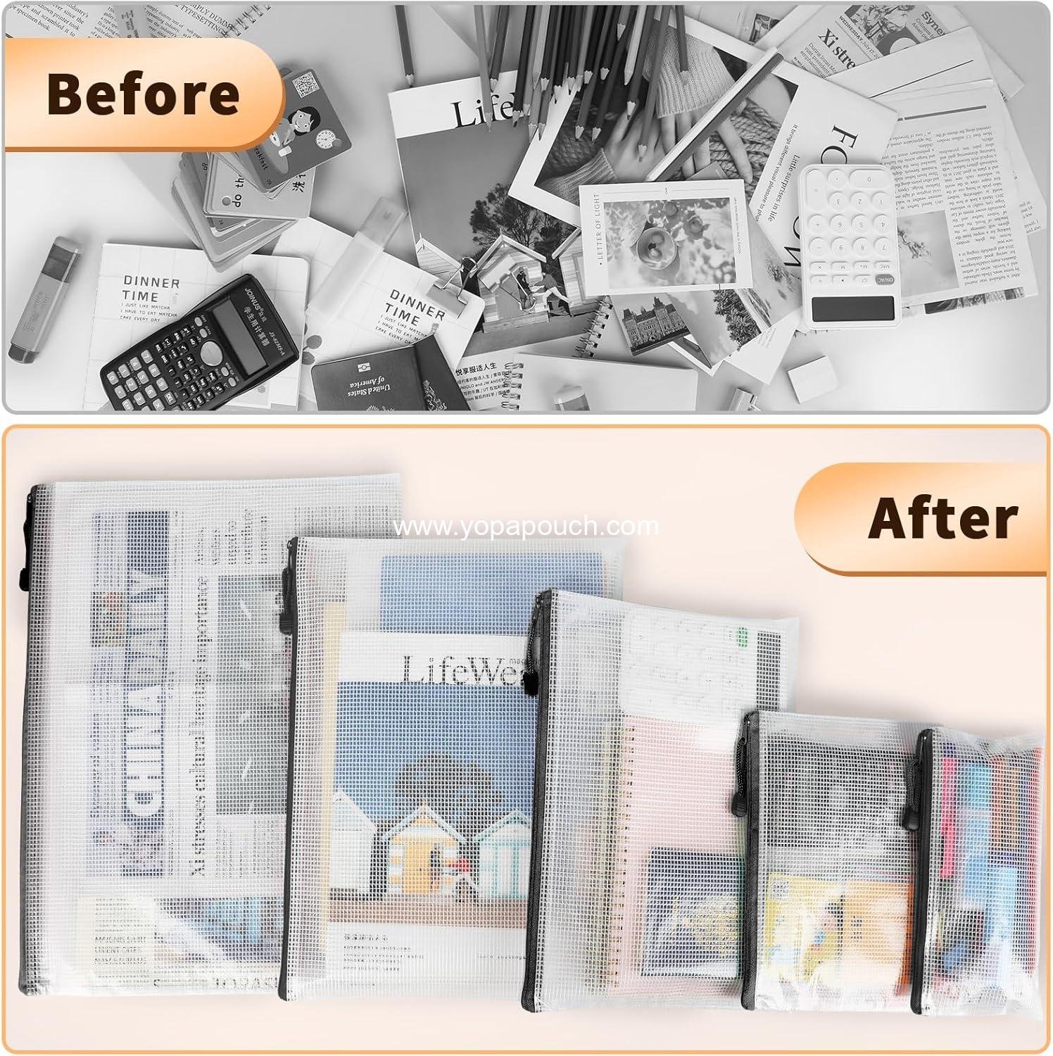 Wholesale Clear Zipper Mesh Document Pouch, 16.9 x 12.4 in, Black, 18 Packs, Waterproof Travel Pouch for Office Supplies, Puzzles, Board Games, Craft Projects, Supplier