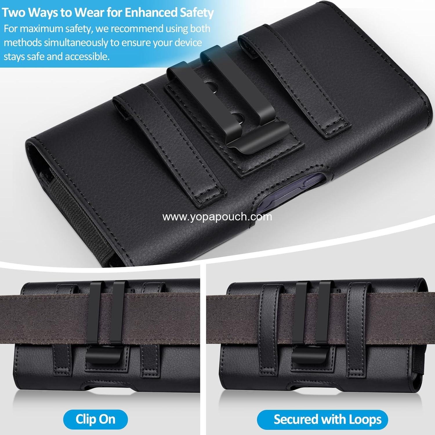 Wholesale Leather Phone Holster with Metal Belt Clip and Card Holder for iPhone 16/15/14/13/12 Pro Max, Galaxy S25/S24/S23/S22/S21/S20 Plus and FE - Everyday Protection, L-Black Supplier Wholesale Leather Phone Holster with Metal Belt Clip and Card Holder for iPhone 16/15/14/13/12 Pro Max, Galaxy S25/S24/S23/S22/S21/S20 Plus and FE - Everyday Protection, L-Black Supplier
