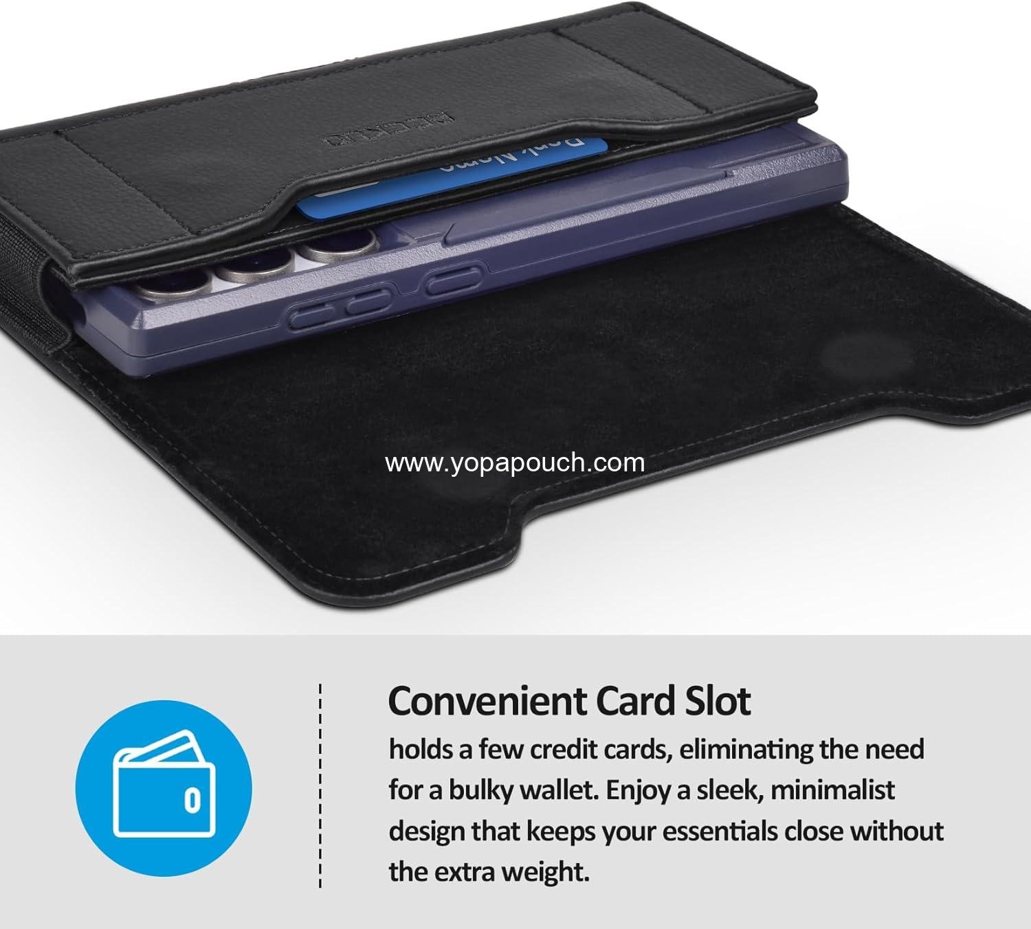 Wholesale Leather Phone Holster with Metal Belt Clip and Card Holder for iPhone 16/15/14/13/12 Pro Max, Galaxy S25/S24/S23/S22/S21/S20 Plus and FE - Everyday Protection, L-Black Supplier Wholesale Leather Phone Holster with Metal Belt Clip and Card Holder for iPhone 16/15/14/13/12 Pro Max, Galaxy S25/S24/S23/S22/S21/S20 Plus and FE - Everyday Protection, L-Black Supplier