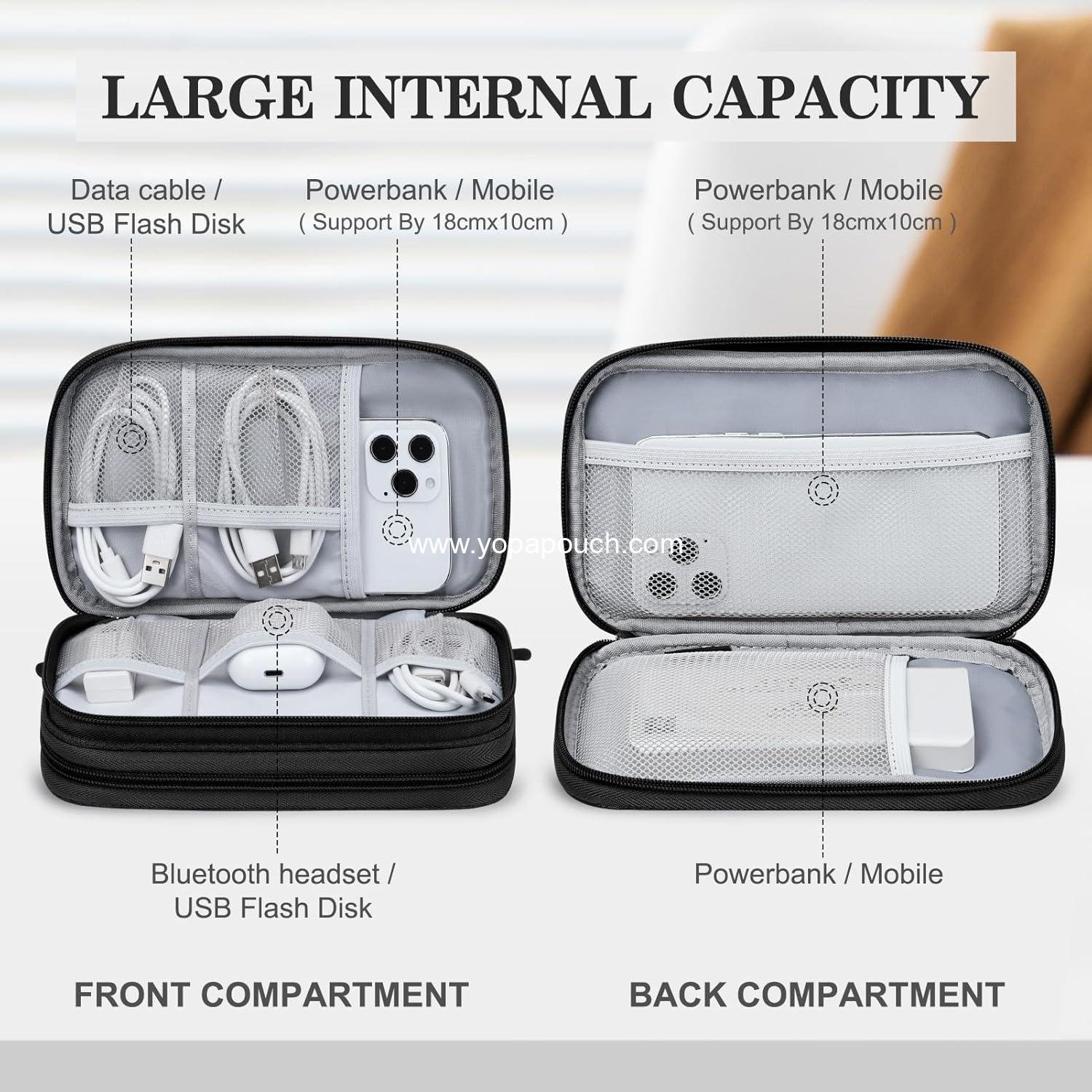 Wholesale Portable Waterproof Electronic Organizer Travel Bag for Cables, Chargers, and Accessories – Large Double Layer Storage Case, Black, Supplier