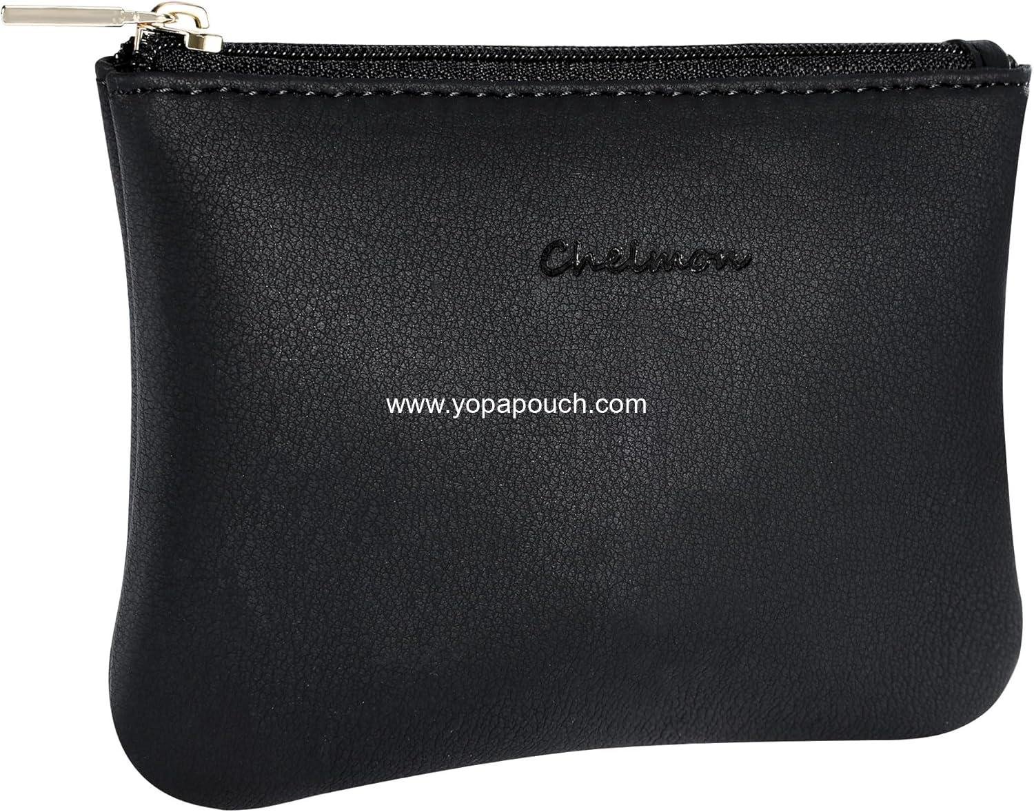 Chelmon Vegan Leather Coin Purse Pouch Change Purse With Zipper For Men Women