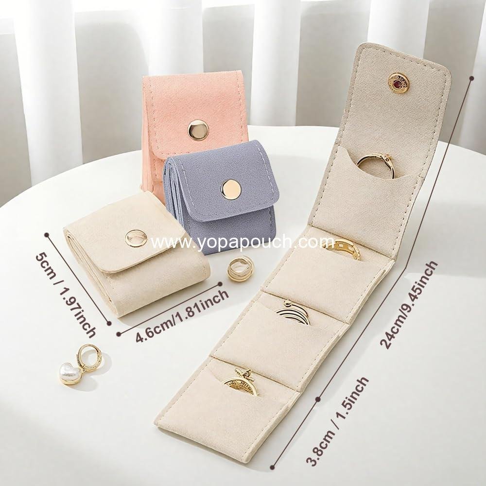 Wholesale Portable Foldable Mini Travel Jewelry Roll Bag with Buckle, Compact Jewelry Organizer for Earrings, Rings, Necklaces (Multicolor*6) Supplier