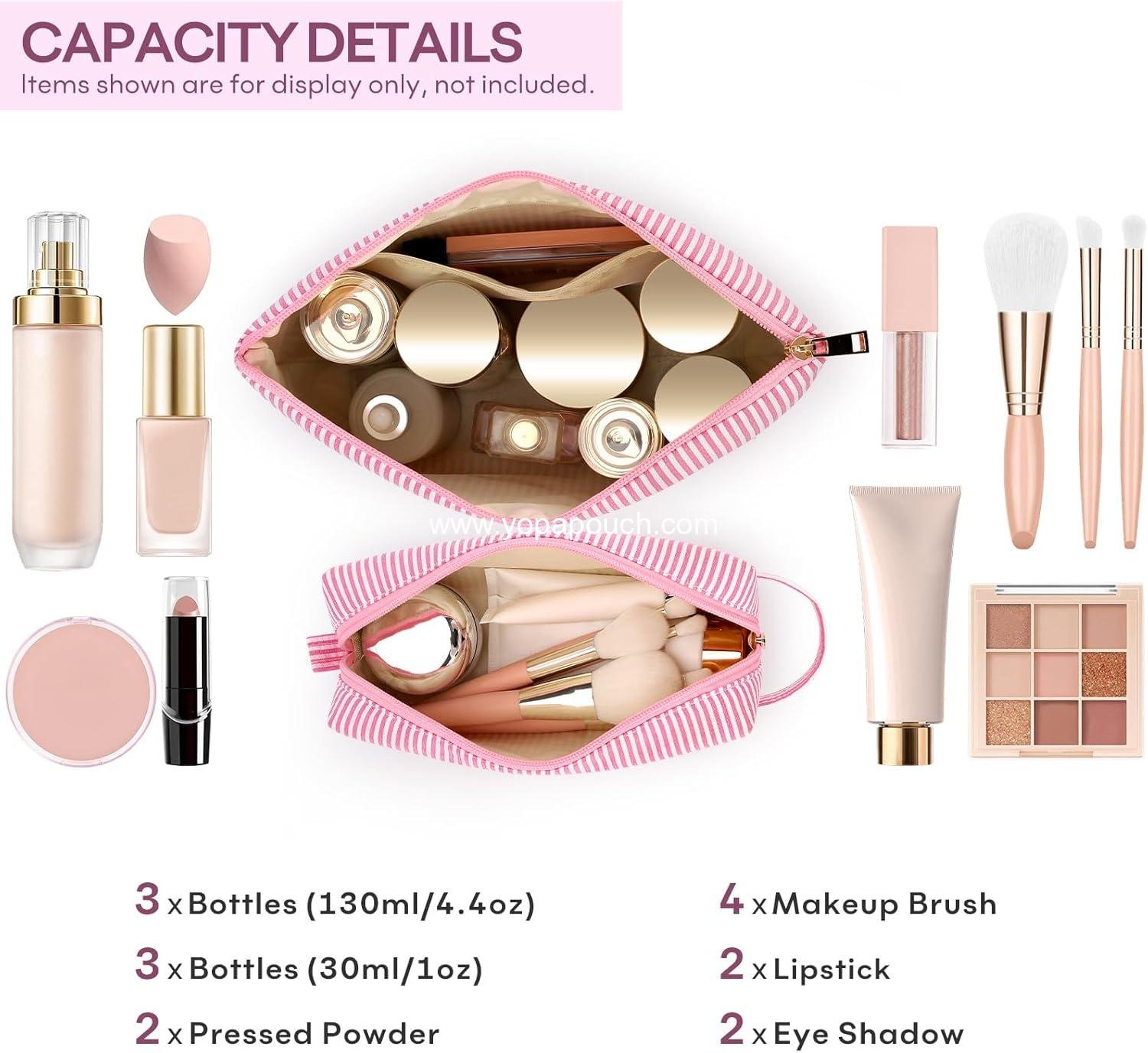 OEM 2 PCS Initial Makeup Bags for Women - Travel Cosmetic Bag for Toiletries - Birthday Gifts for Girls Ages 11-18, Graduation Gifts, Trendy Teen Accessories - Pink Supplier