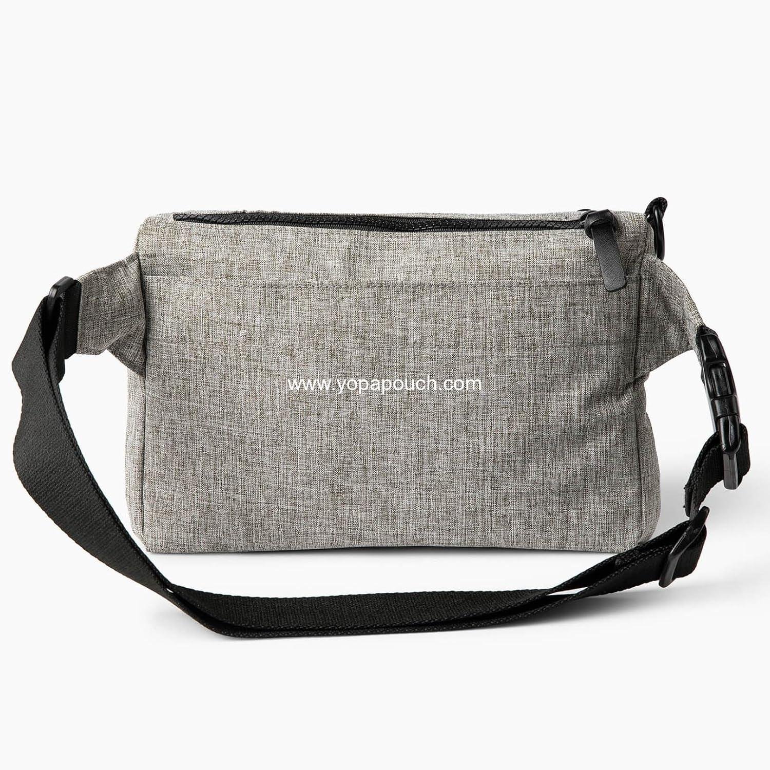 Wholesale Dog Walk & Train Sling Bag - Hands-Free 2-in-1 Treat Pouch, Poop Bag Holder, Clicker, Phone Pocket - Adjustable Crossbody/Fanny Pack in Heather Grey Supplier