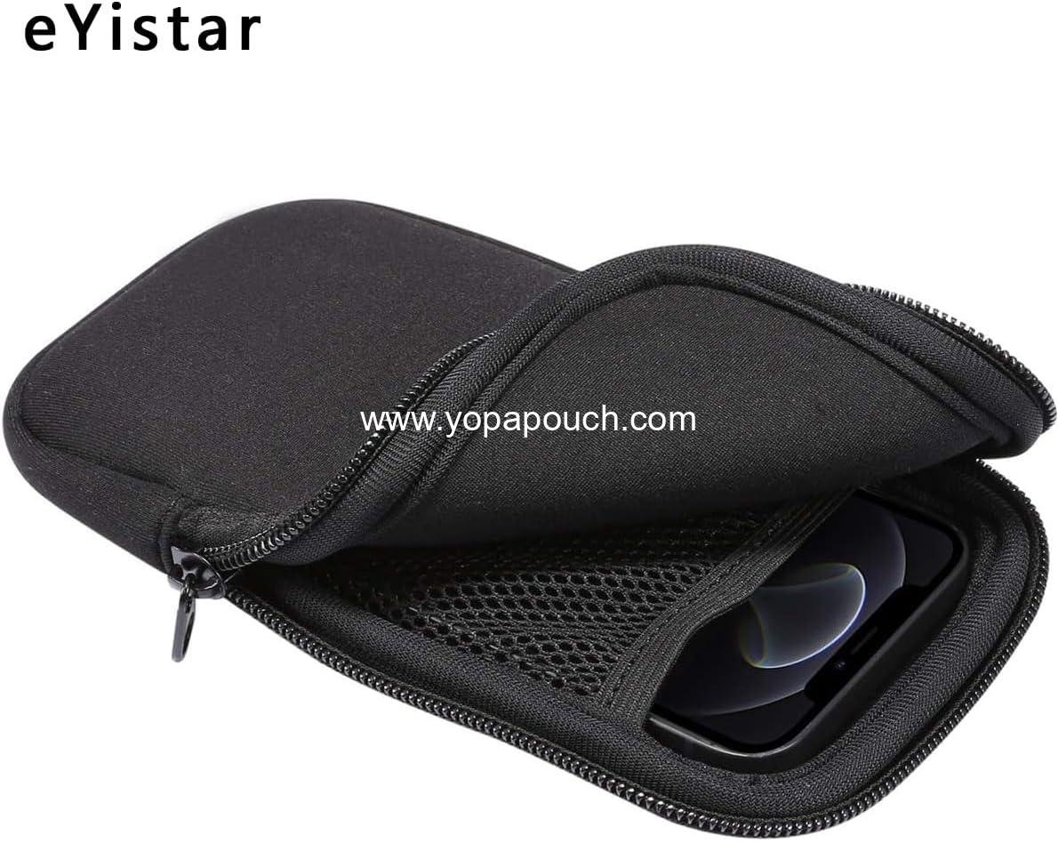 Wholesale Neoprene Shock Absorbing Pouch Large Cell Phone Sleeve Case with Zipper/Neck Strap for Large Smartphones like iPhone 14 Plus and Samsung Galaxy Note20 Ultra S22 Ultra A13 A03 A23 Moto G Power 2022 LG Stylo 6 (Black) - Supplier