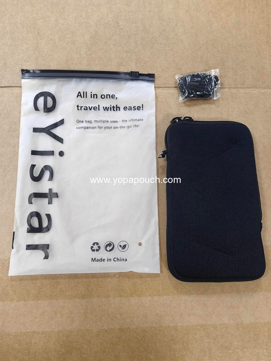 Wholesale Neoprene Shock Absorbing Pouch Large Cell Phone Sleeve Case with Zipper/Neck Strap for Large Smartphones like iPhone 14 Plus and Samsung Galaxy Note20 Ultra S22 Ultra A13 A03 A23 Moto G Power 2022 LG Stylo 6 (Black) - Supplier