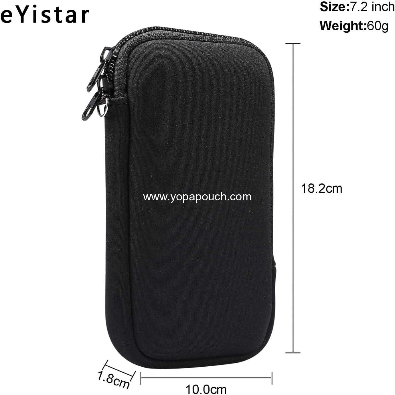 Wholesale Neoprene Shock Absorbing Pouch Large Cell Phone Sleeve Case with Zipper/Neck Strap for Large Smartphones like iPhone 14 Plus and Samsung Galaxy Note20 Ultra S22 Ultra A13 A03 A23 Moto G Power 2022 LG Stylo 6 (Black) - Supplier