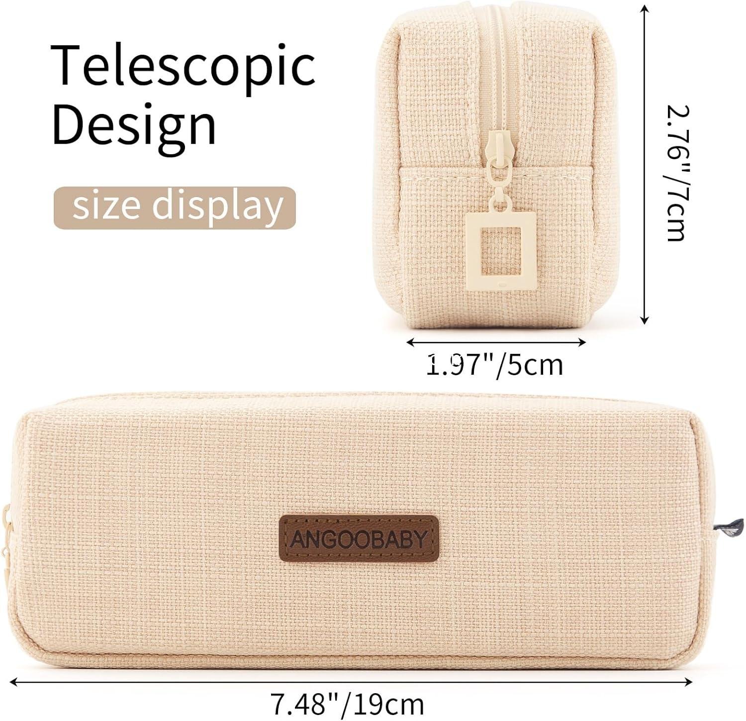 Wholesale Small Pencil Case Student Pouch Coin Cosmetic Bag Office Organizer for Teens School - Beige Manufacturer