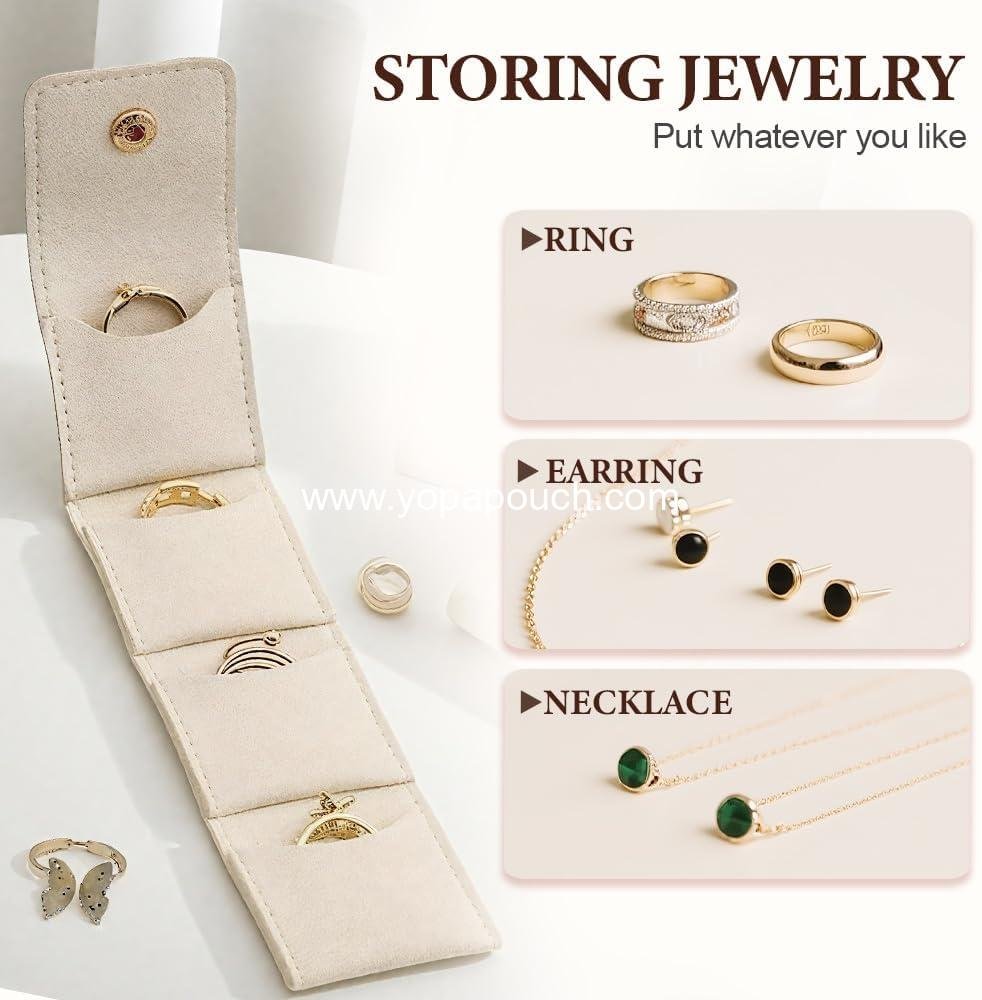 Wholesale Portable Mini Travel Jewelry Roll Bag, Foldable with Buckle, Small Jewelry Organizer for Earrings, Rings, Necklaces (Multicolor*3) - Manufacturer