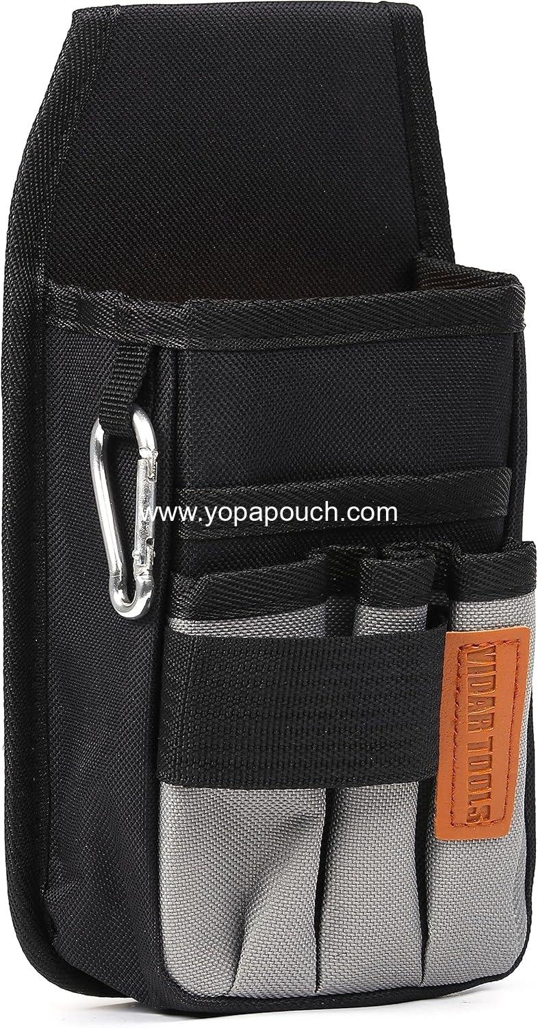 Small Tool Pouch with Belt Clip,Tool Belt Pouches,Electrician Tool Pouch.Mini Organizer Pocket Attachment for Tool Belt,5 Pockets and Heavy-Duty Metal Belt Clip Attachment.…