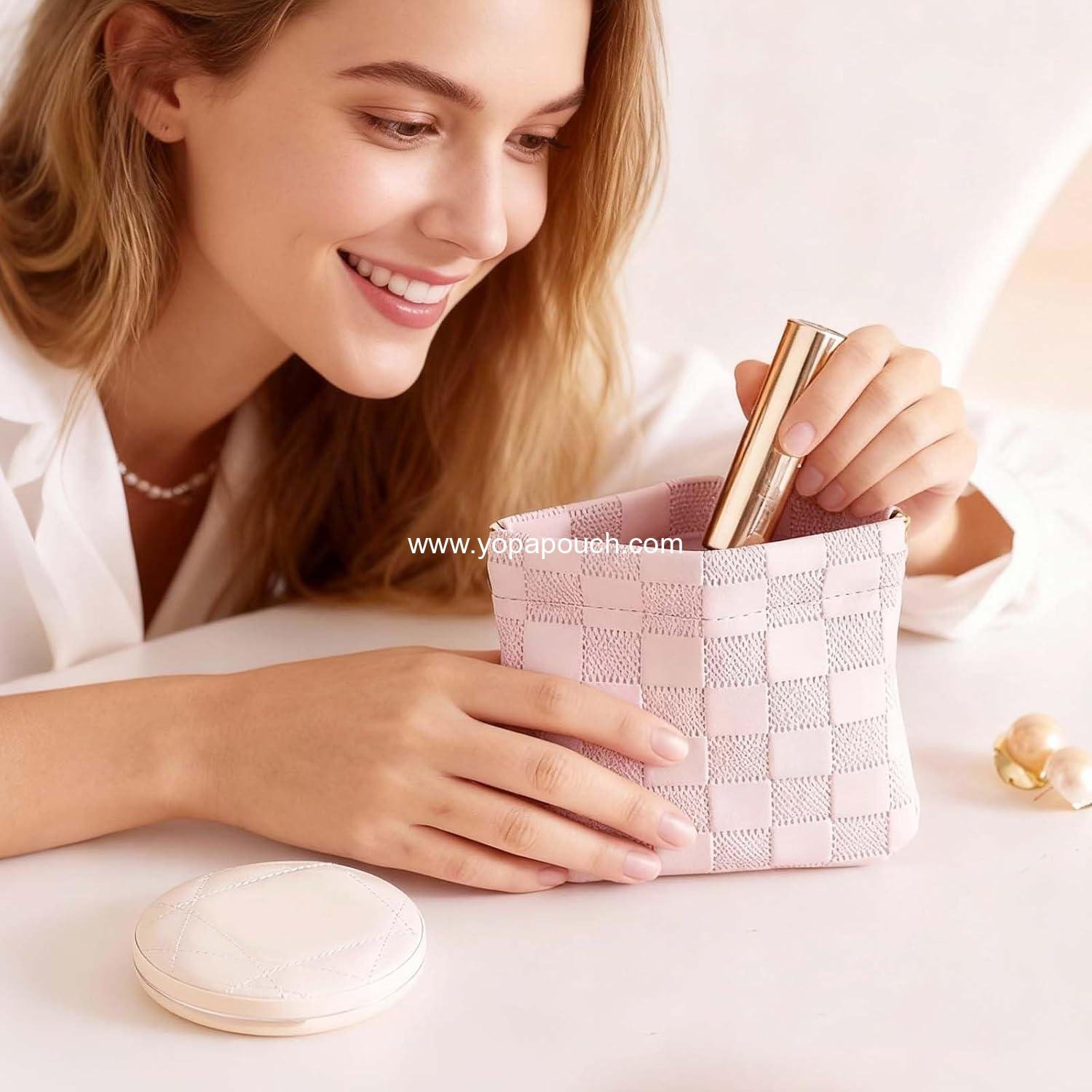 OEM 5 Pcs Portable Snap Closure Organizer Pouch Makeup Bag for Travel - No Zipper, Pink - Wholesale Supplier