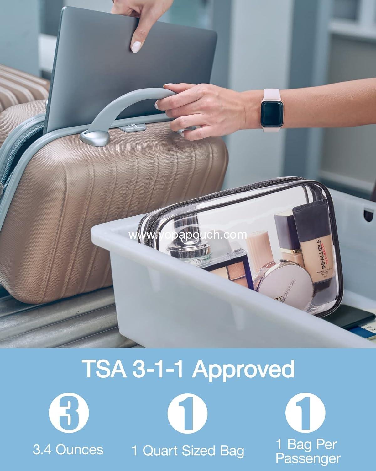 Wholesale Clear Toiletry Bag 2 Pack TSA Approved Travel Accessories Airport Quart Size Water Repellent Makeup Cosmetic Bag for Women (Black-2pcs) Supplier