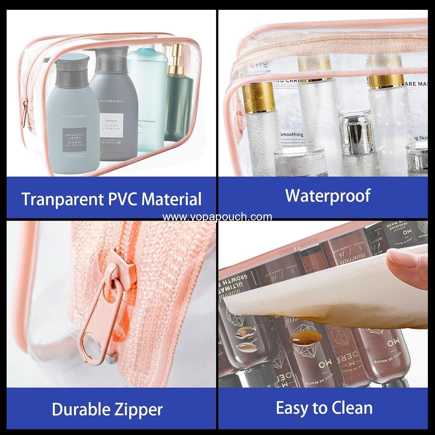 Wholesale 16 Pieces Clear Cosmetic Bags - Large Transparent Makeup Bags, TSA Approved Toiletry Bag for Travel, Waterproof PVC Pouch with Zipper, Makeup Bag for Women and Men (Rose Pink - Large) Supplier Wholesale 16 Pieces Clear Cosmetic Bags - Large Transparent Makeup Bags, TSA Approved Toiletry Bag for Travel, Waterproof PVC Pouch with Zipper, Makeup Bag for Women and Men (Rose Pink - Large) Supplier