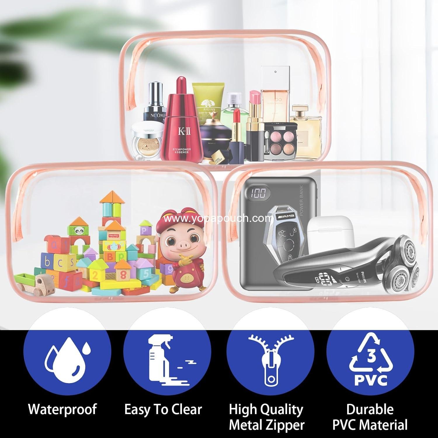 Wholesale 16 Pieces Clear Cosmetic Bags - Large Transparent Makeup Bags, TSA Approved Toiletry Bag for Travel, Waterproof PVC Pouch with Zipper, Makeup Bag for Women and Men (Rose Pink - Large) Supplier Wholesale 16 Pieces Clear Cosmetic Bags - Large Transparent Makeup Bags, TSA Approved Toiletry Bag for Travel, Waterproof PVC Pouch with Zipper, Makeup Bag for Women and Men (Rose Pink - Large) Supplier