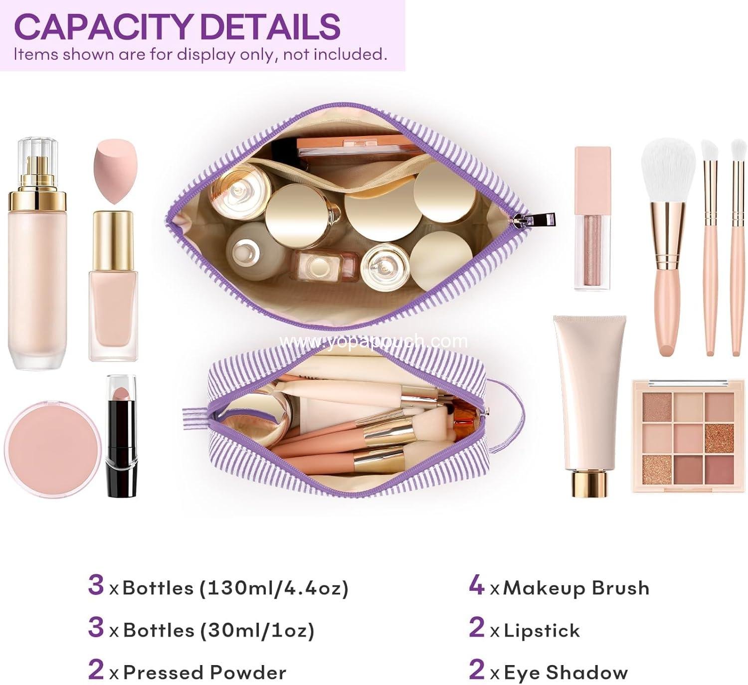 OEM 2 PCS Initial Makeup Bags for Women - Travel Toiletry Cosmetic Bags - Ideal Birthday Gifts for Girls Ages 11-18 - Graduation and Teacher Gift - Trendy Purple - Supplier