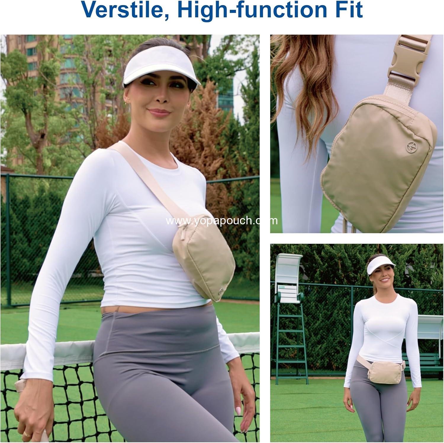 Wholesale Two Way Zipper Fanny Pack Nylon Waist Bag for Women, Water Repellent Crossbody Pack with Adjustable Strap (Black) - Manufacturer