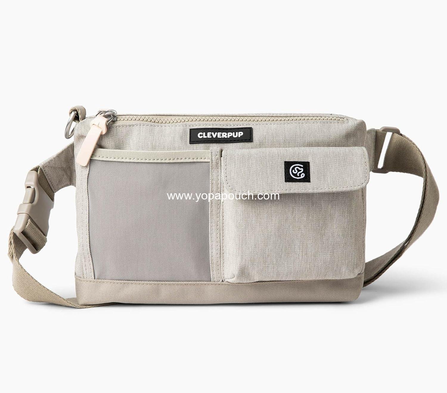 Wholesale Dog Walk & Train Sling Bag - Hands-Free 2-in-1 Treat Pouch, Poop Bag Holder, Clicker, Phone Pocket - Crossbody/Fanny Pack with Adjustable Strap - Sand Supplier