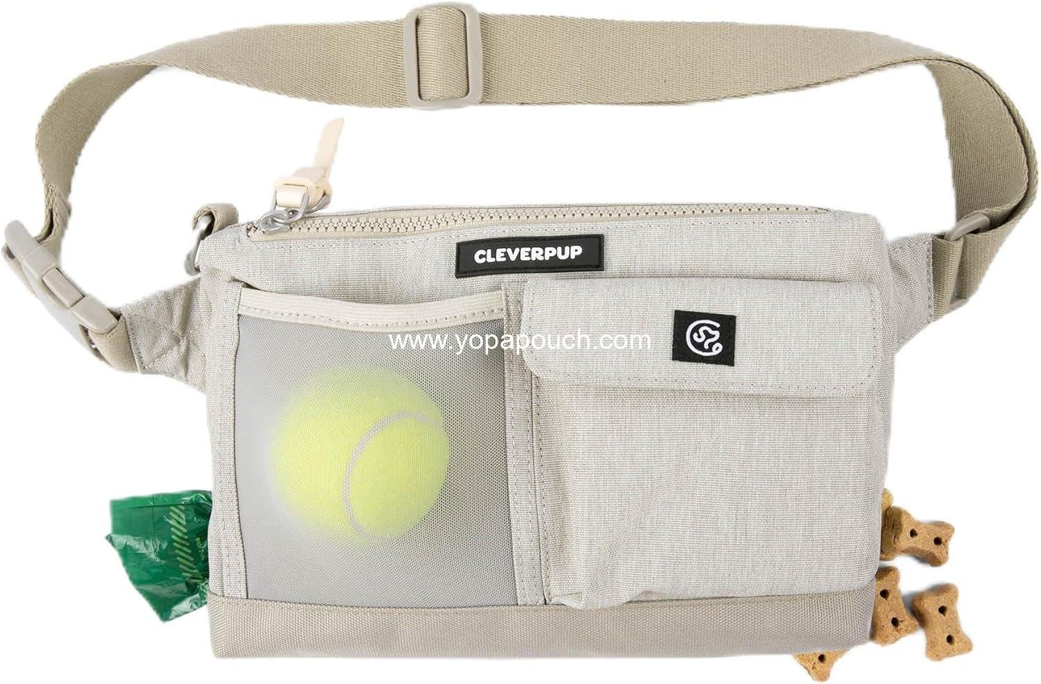 Wholesale Dog Walk & Train Sling Bag - Hands-Free 2-in-1 Treat Pouch, Poop Bag Holder, Clicker, Phone Pocket - Crossbody/Fanny Pack with Adjustable Strap - Sand Supplier