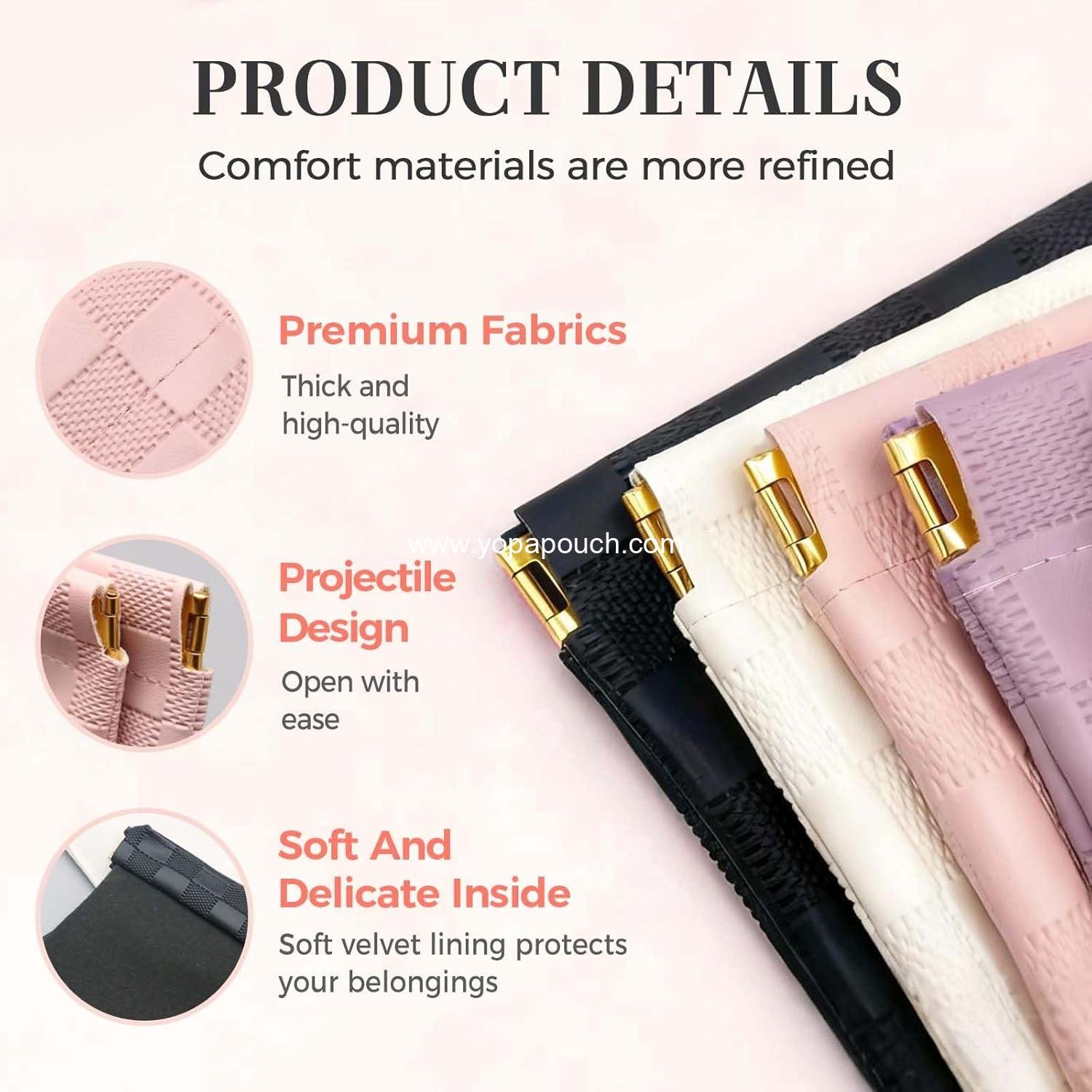 Wholesale Portable Snap Pouch 5 Pcs – 2026 New Closure Organizer Makeup Bag with No Zipper for Travel (Black) – Supplier