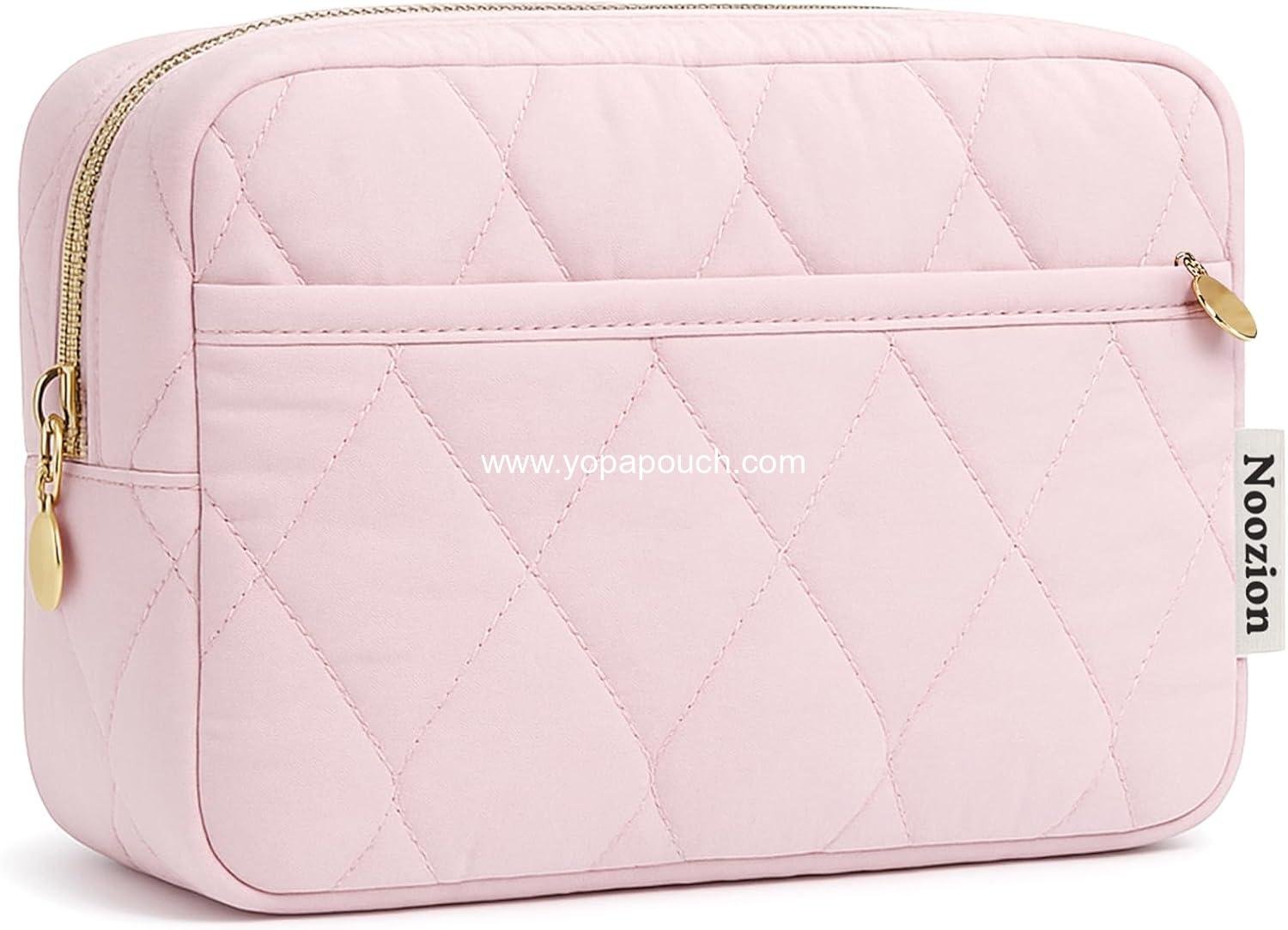 Noozion Makeup Bag, Travel Cosmetic Bag, Puffy Padded Toiletry Bag for Women, Makeup Organizer Case, Wide-open Pouch Purse, Travel Essentials