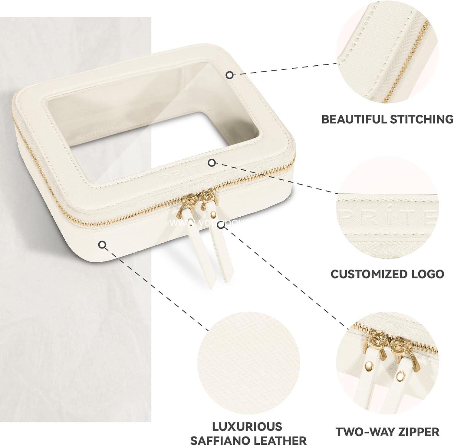 Wholesale Clear Makeup Bag Cosmetic Organizer Waterproof Travel Toiletry Pouch with Golden Zipper (Beige) - Supplier