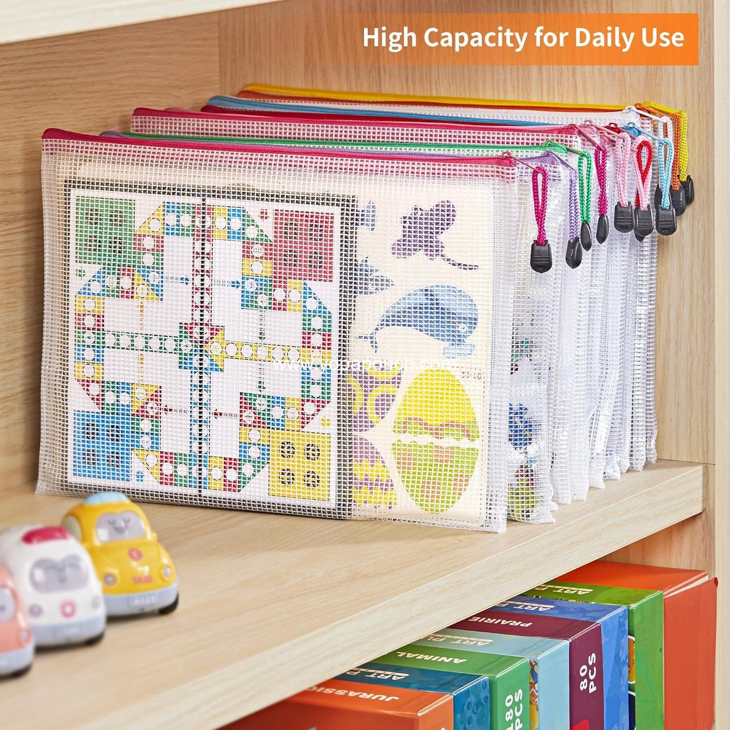 Wholesale 24 Pack A4 Letter Size Zipper Mesh Document Pouches in 10 Colors, Waterproof Bags for Board Games, Puzzles, Office Supplies, Toys, and Cosmetics Travel Storage - Supplier