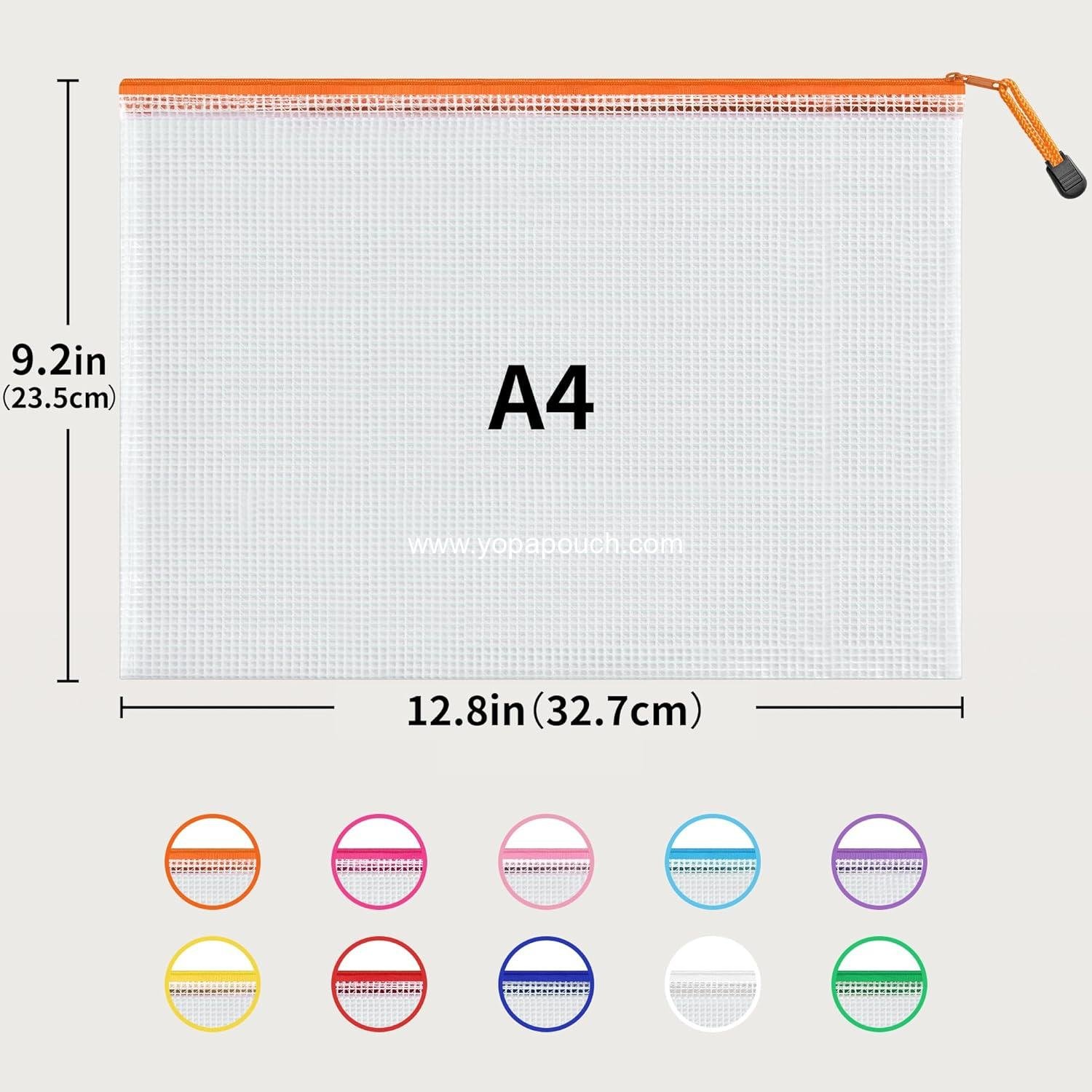 Wholesale 24 Pack A4 Letter Size Zipper Mesh Document Pouches in 10 Colors, Waterproof Bags for Board Games, Puzzles, Office Supplies, Toys, and Cosmetics Travel Storage - Supplier
