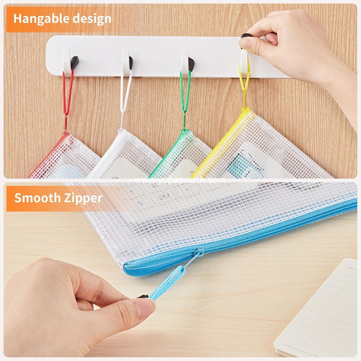 Wholesale 24 Pack A4 Letter Size Zipper Mesh Document Pouches in 10 Colors, Waterproof Bags for Board Games, Puzzles, Office Supplies, Toys, and Cosmetics Travel Storage - Supplier