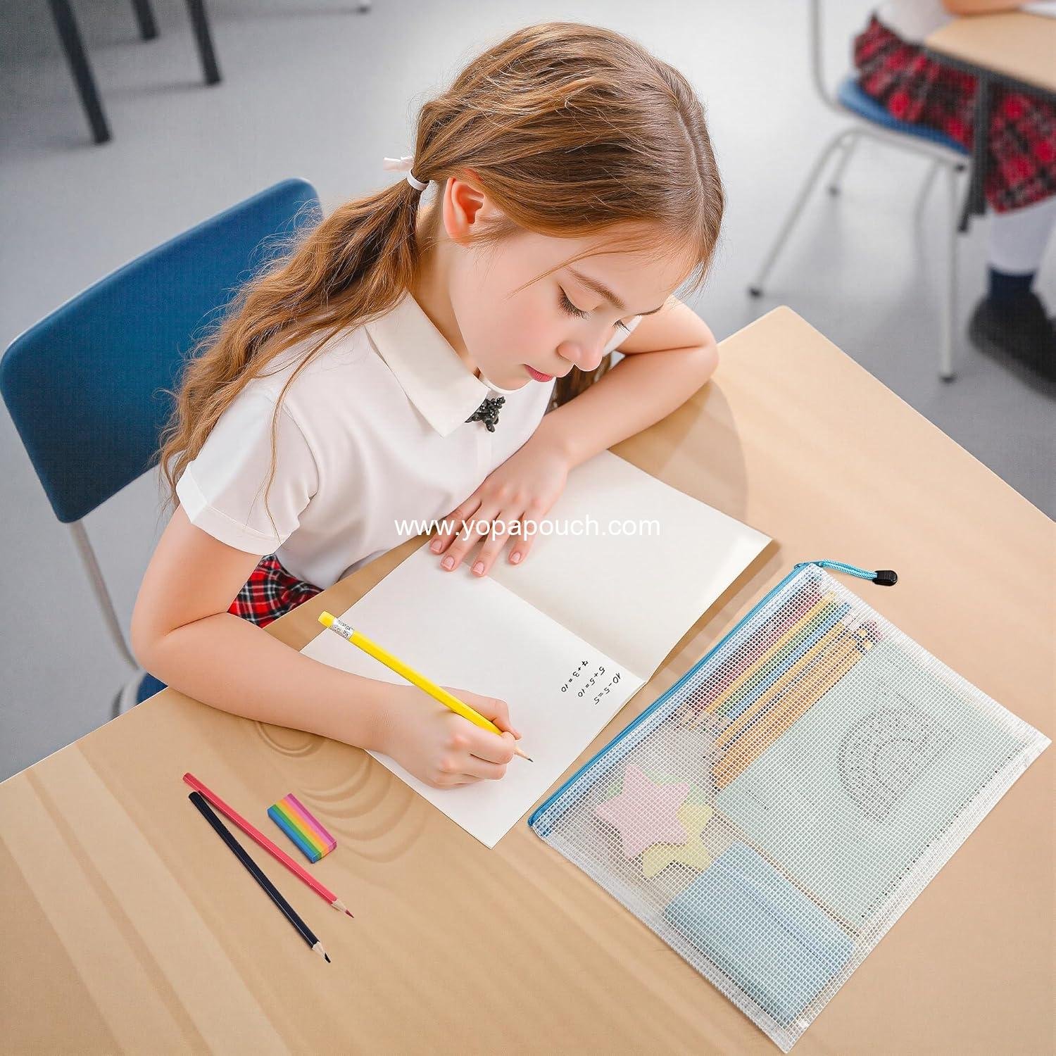 Wholesale 24 Pack A4 Letter Size Zipper Mesh Document Pouches in 10 Colors, Waterproof Bags for Board Games, Puzzles, Office Supplies, Toys, and Cosmetics Travel Storage - Supplier