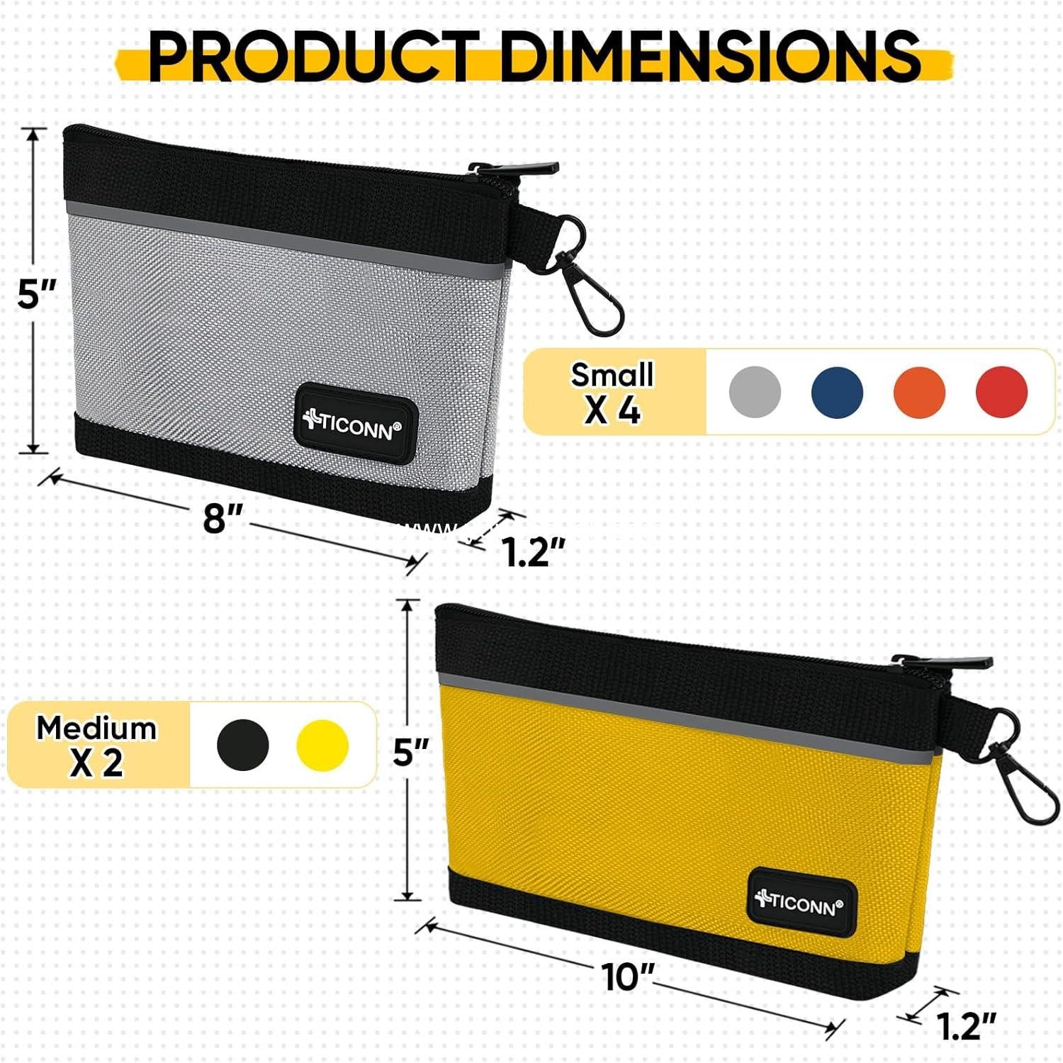 Wholesale Waterproof Utility Tool Pouches with Zipper, 1680D Oxford Small Tool Bags for Organizers and Storage (6 Pack Combo) - Supplier