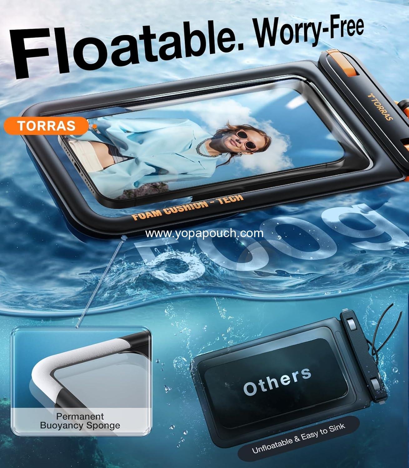 Wholesale IP68 Waterproof Phone Pouch Double Space Floating Case with Lanyard for iPhone 17 Pro Max 16 15 14 S25 S24, 7.0